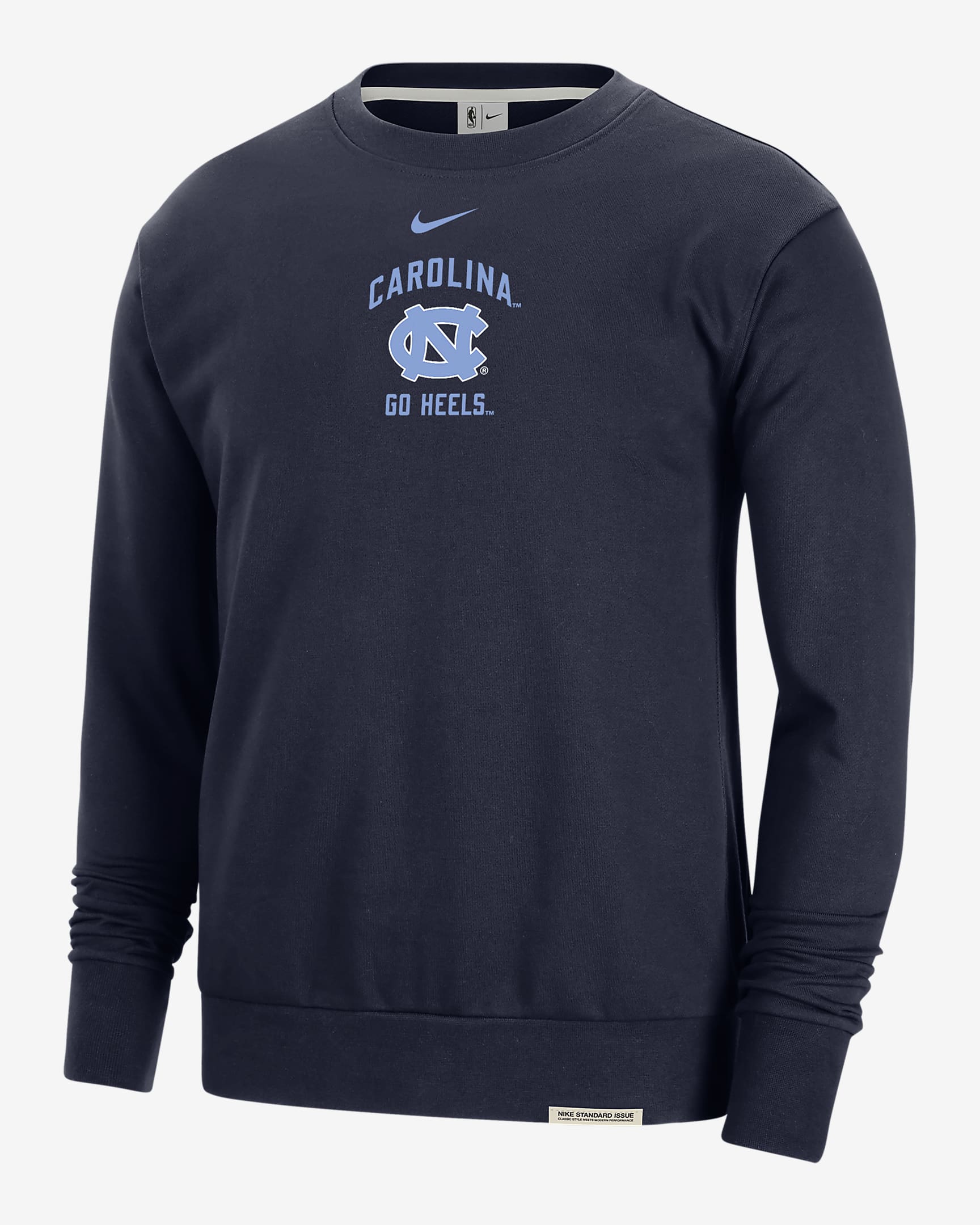 UNC Standard Issue Men's Nike College Fleece Crew-Neck Sweatshirt - Navy