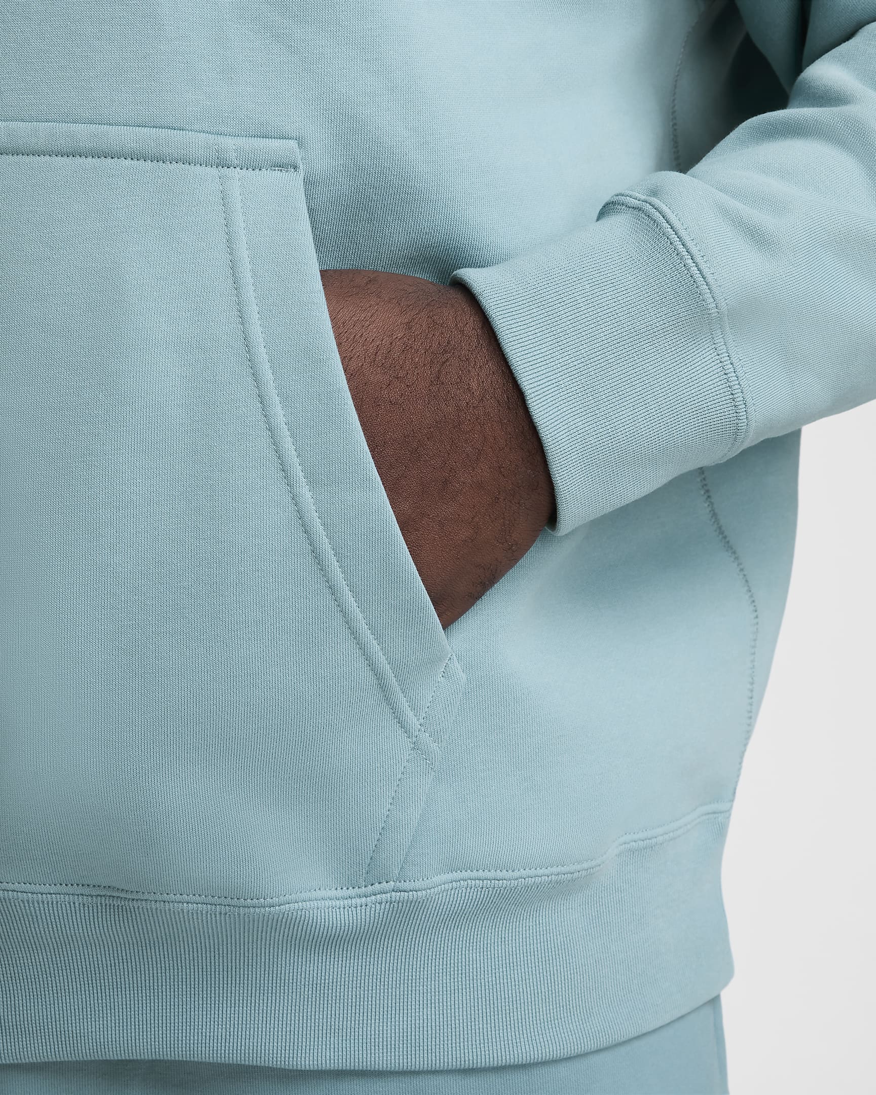 Felpa pullover in fleece con cappuccio Nike Solo Swoosh – Uomo - Denim Turquoise/Bianco