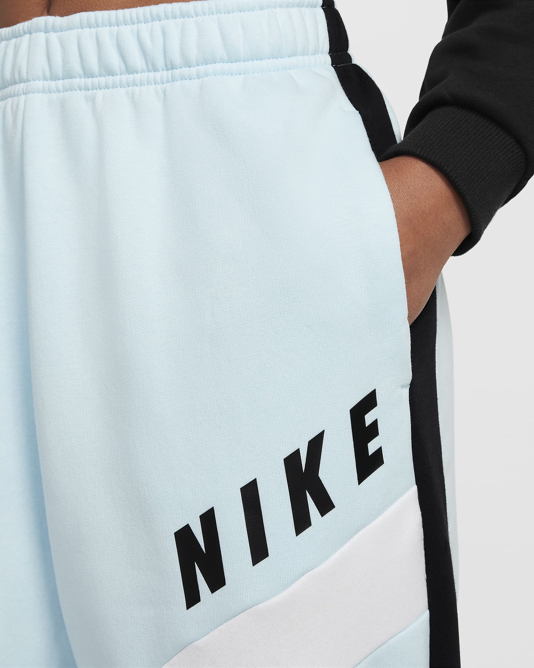 Nike Sportswear oversized joggingbroek van fleece voor meisjes - Glacier Blue/Zwart/Wit