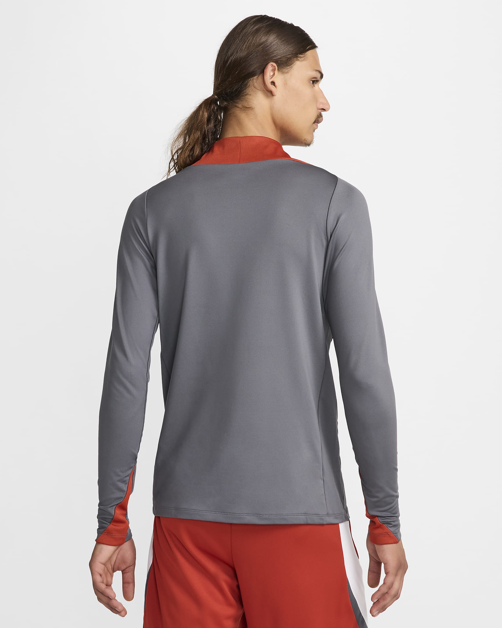 Nike Strike Dri-FIT voetbaltrainingstop met halflange rits voor heren - Iron Grey/Dragon Red/Wit