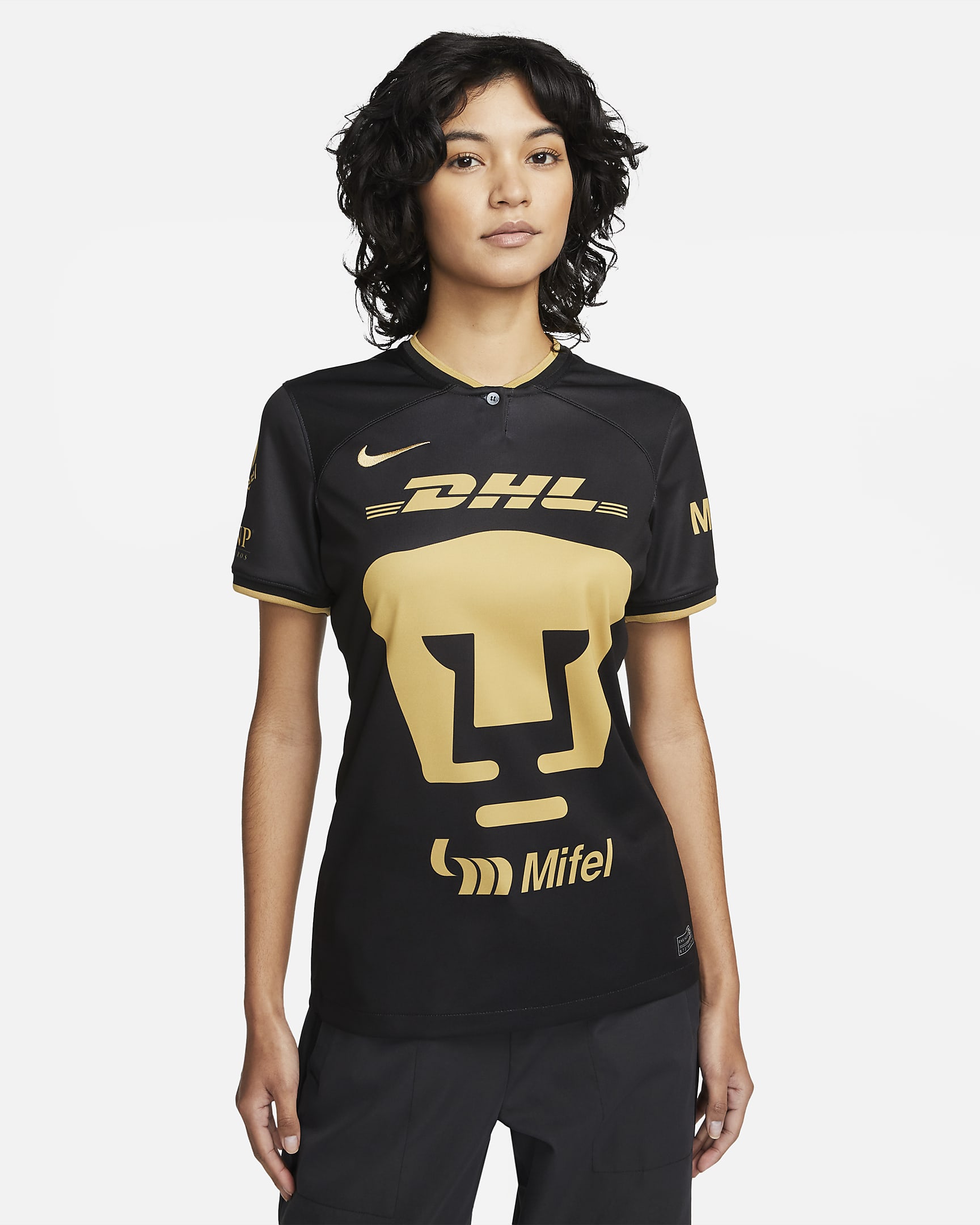 Pumas UNAM 2022/23 Stadium Third Women's Nike Dri-FIT Soccer Jersey - Black/Truly Gold/Truly Gold