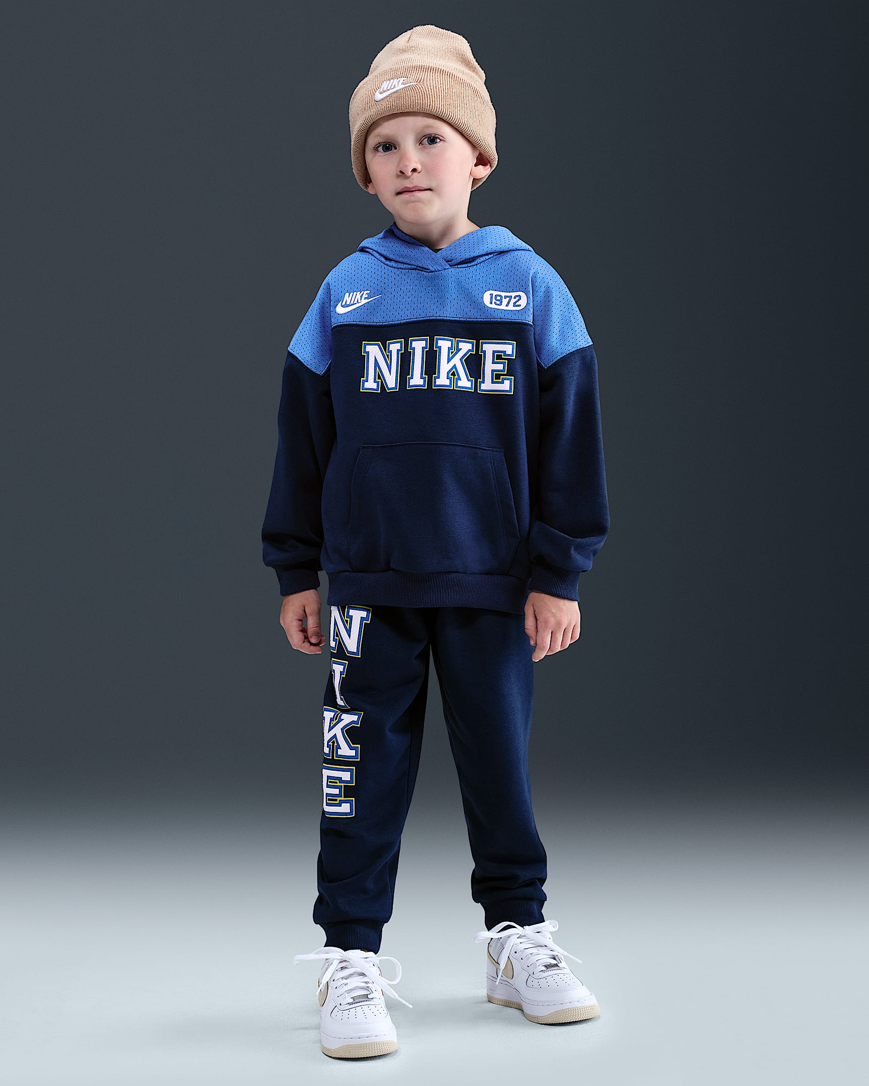 Nike Sportswear Little Kids' P.E. Blocked Pullover Hoodie and Pants Set - Midnight Navy