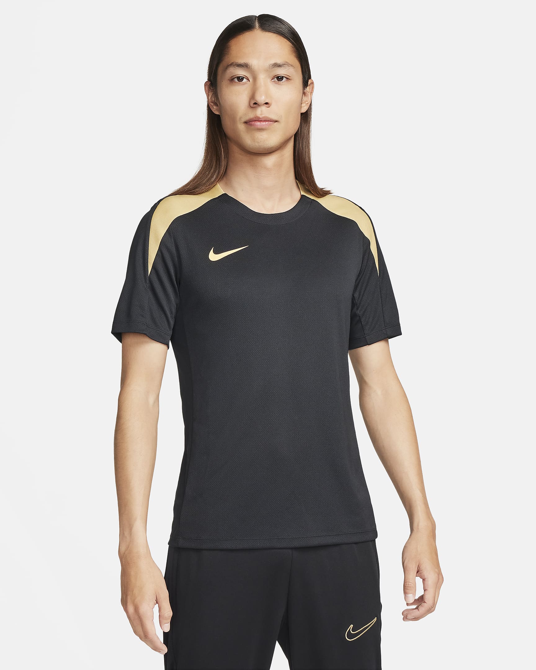 Nike Strike Men's Dri-FIT Short-Sleeve Football Top - Black/Black/Jersey Gold/Metallic Gold