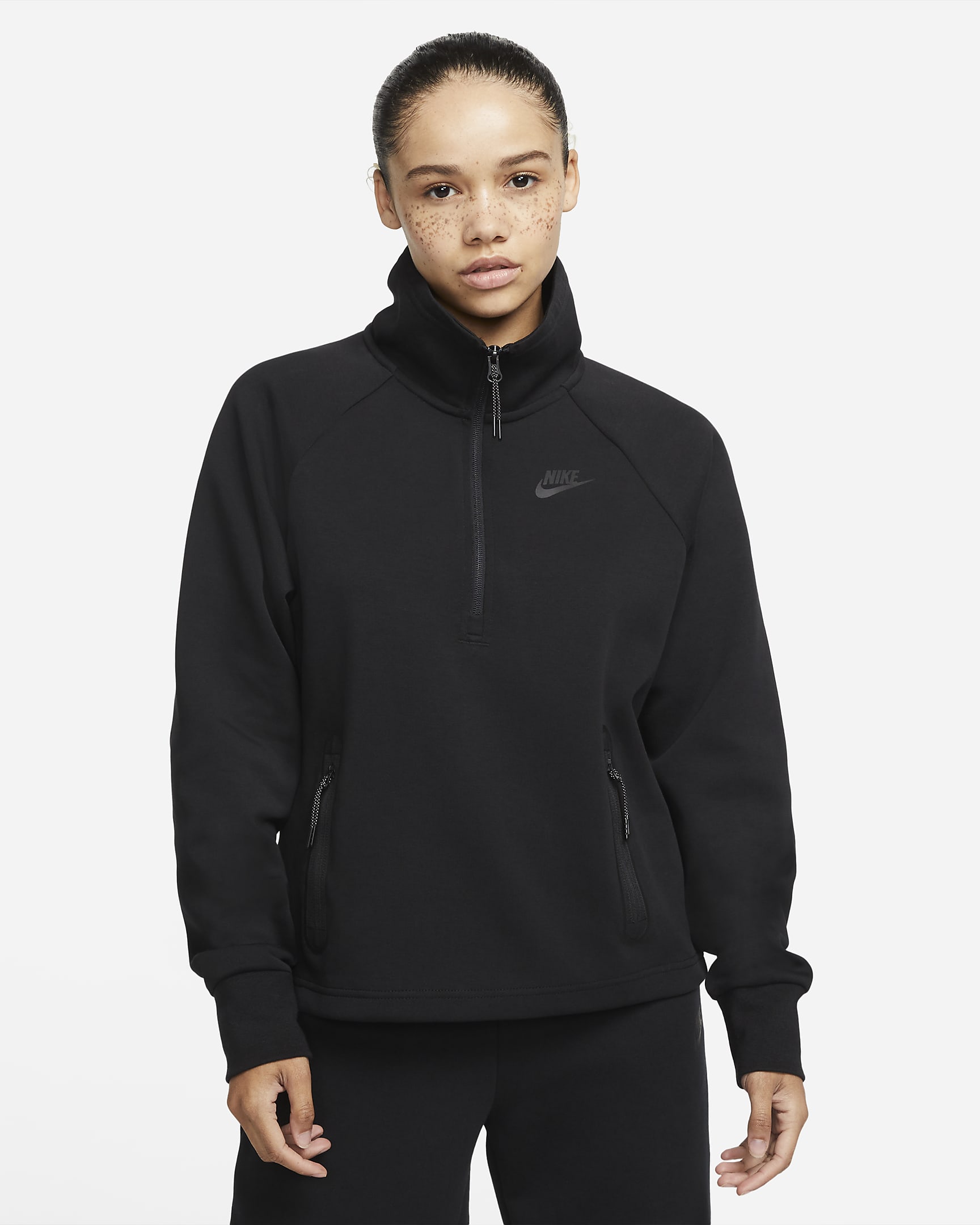 Prenda para la superior con cierre de 1/4 para mujer Nike Sportswear Tech Fleece - Negro/Negro