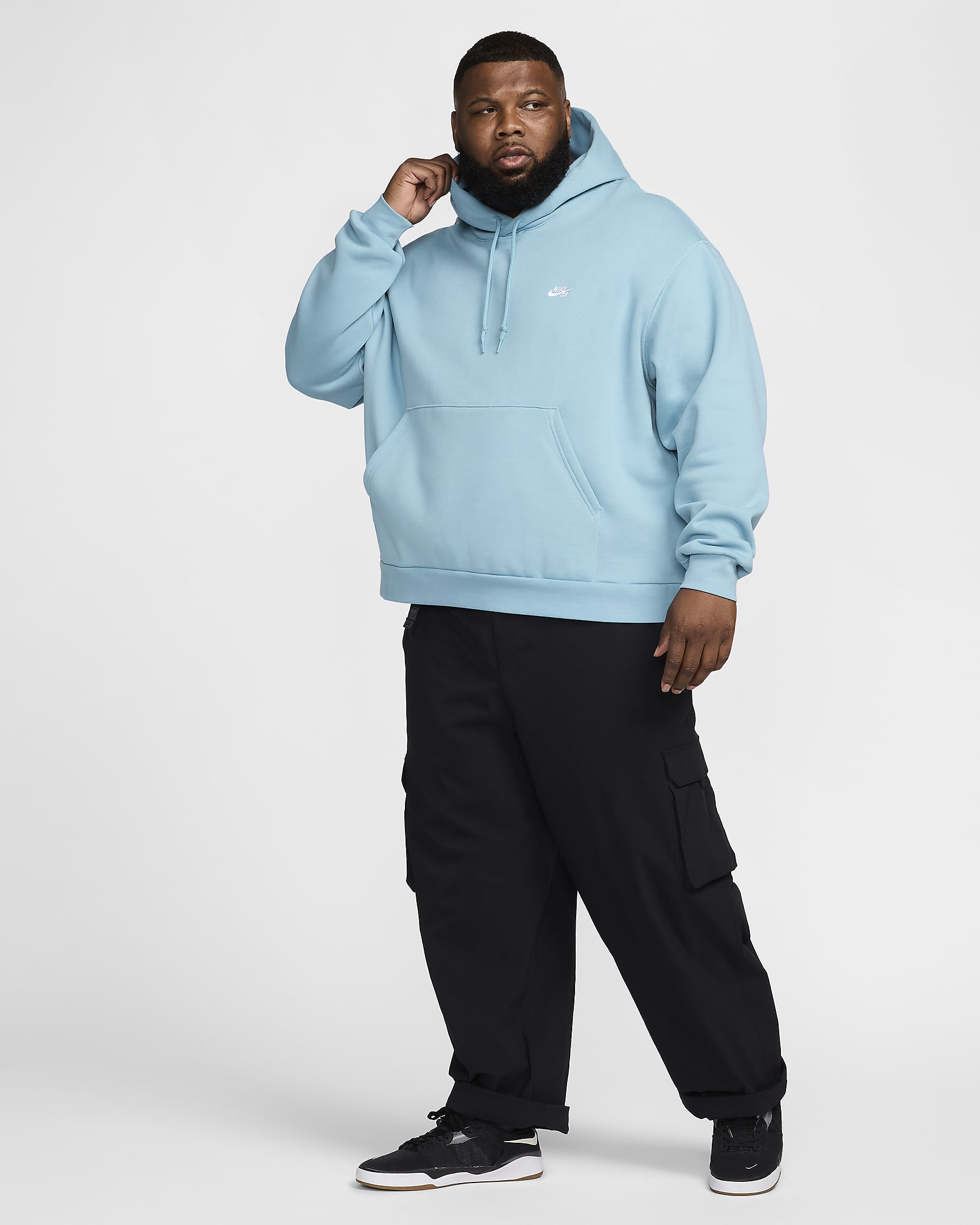 Nike SB Fleece-Skateboard-Hoodie - Denim Turquoise/Weiß