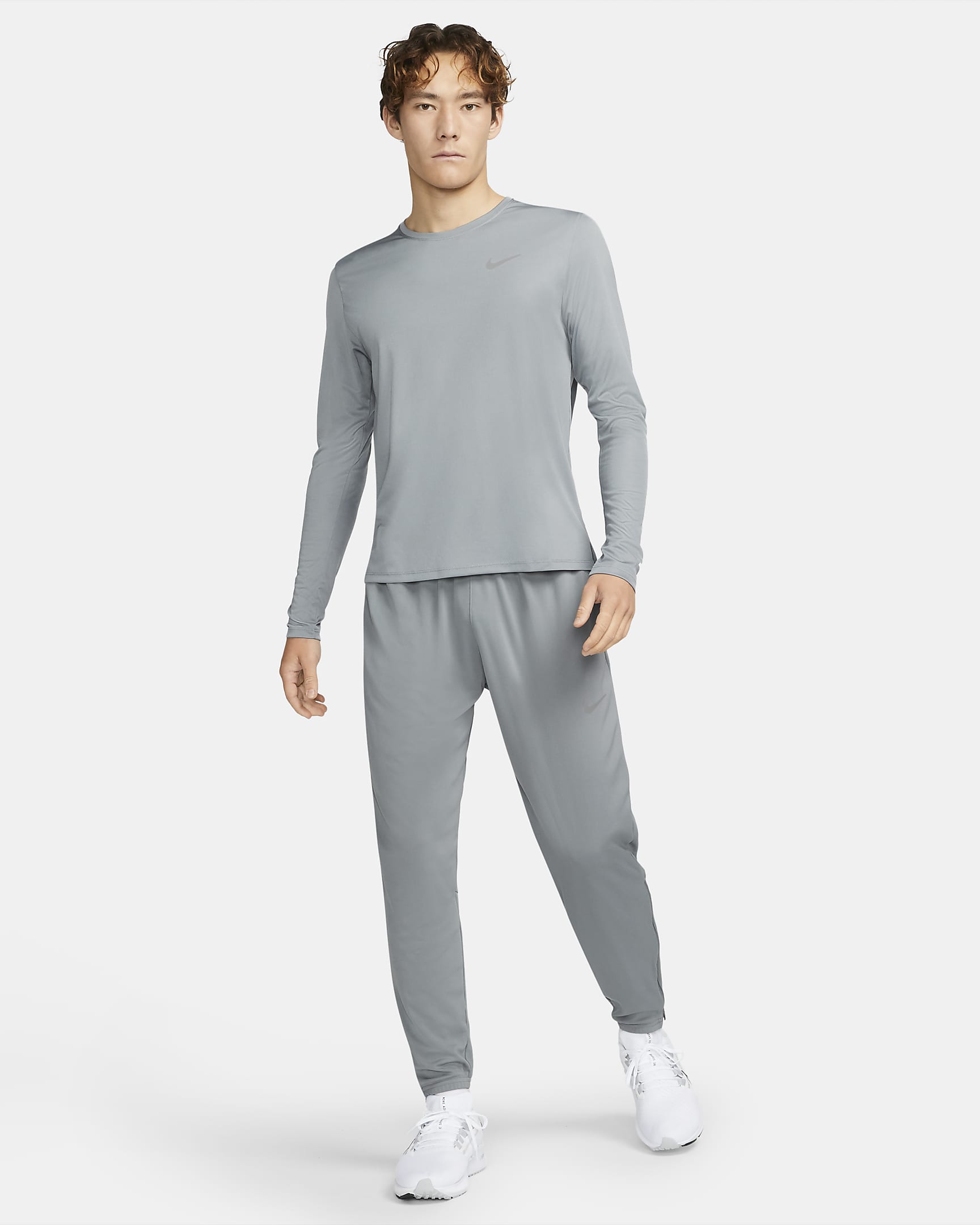 Nike Dri-FIT Miler Men's Long-Sleeve Running Top - Smoke Grey