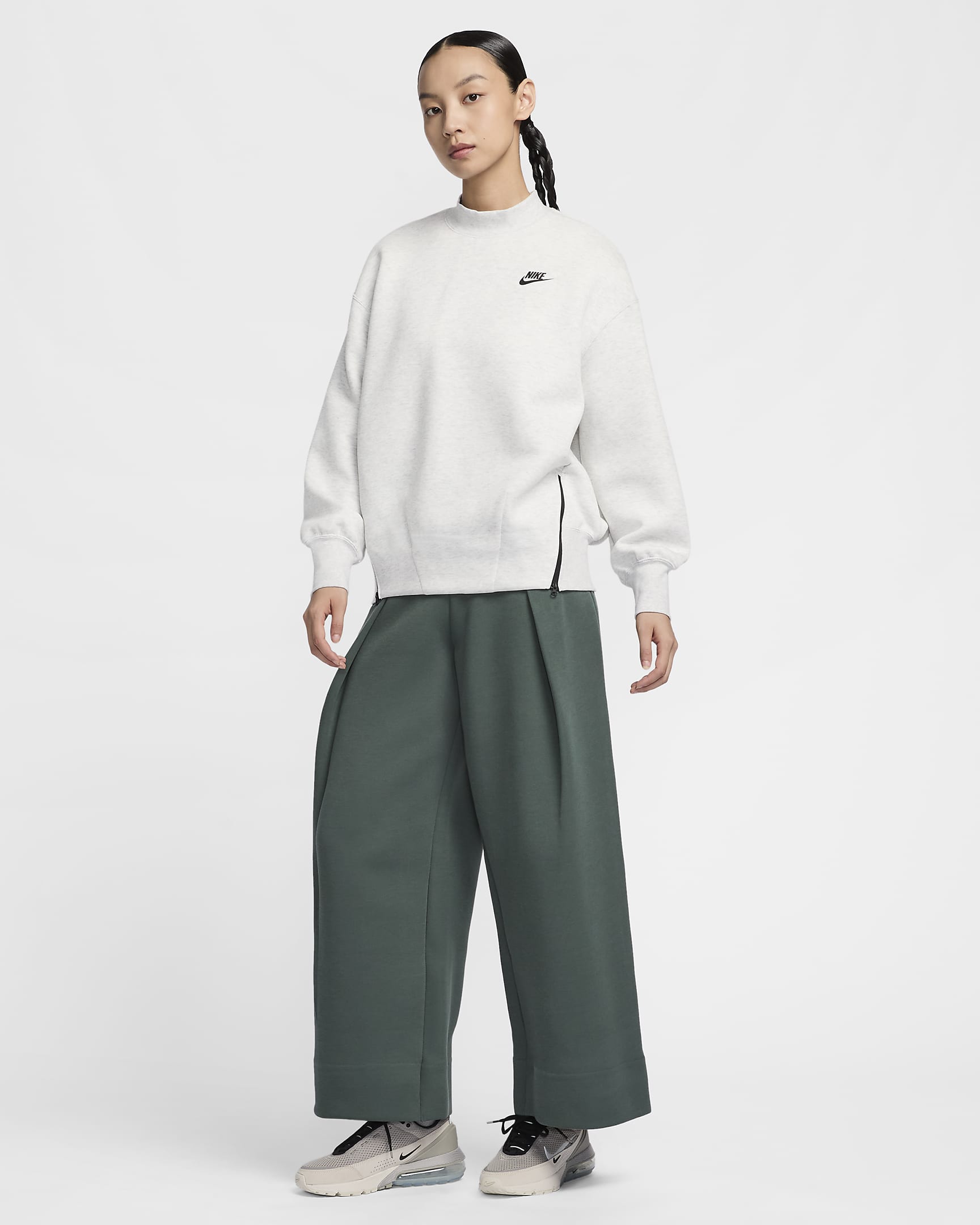 Nike Sportswear Tech Fleece Women's High-Waisted Pleated Trousers - Vintage Green/Black