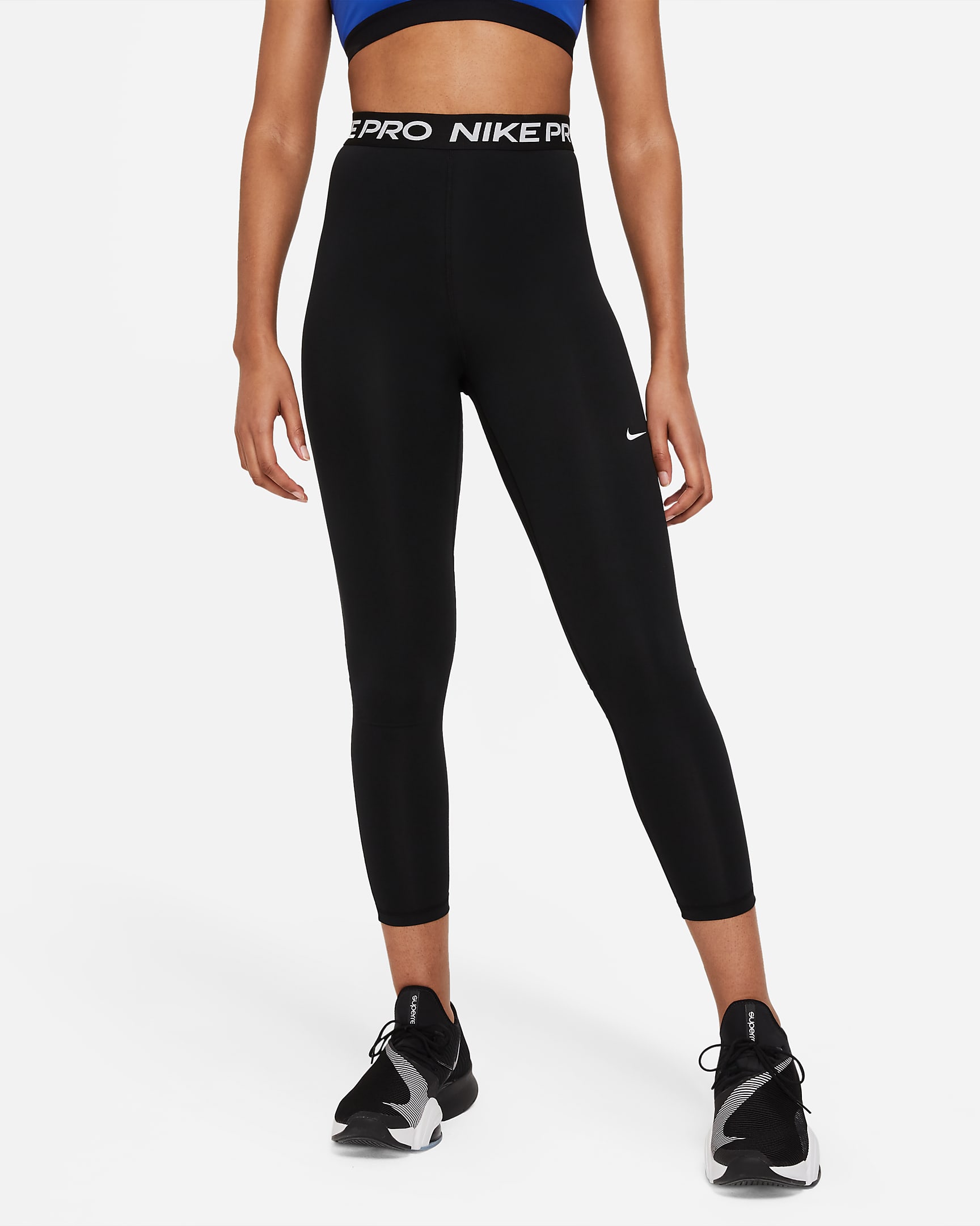 Legging 7/8 taille haute à empiècements en mesh Nike Pro 365 pour Femme - Noir/Blanc