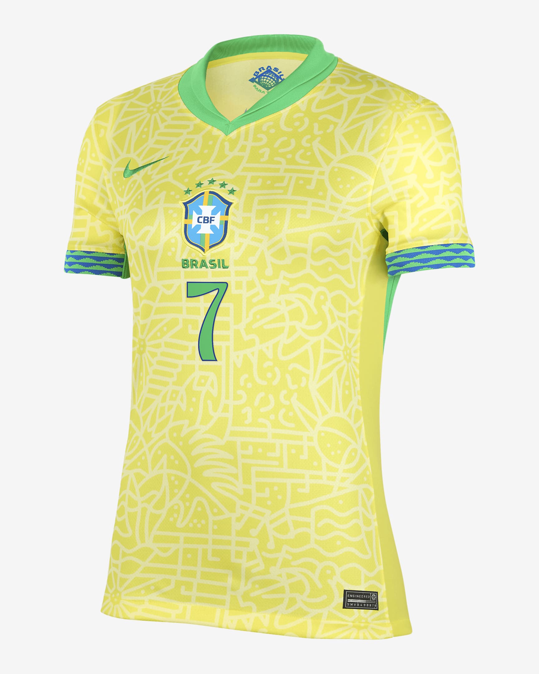 Jersey de fútbol Nike Dri-FIT de la selección nacional de Brasil visitante 2024 Stadium Vini Jr. para mujer - Amarillo