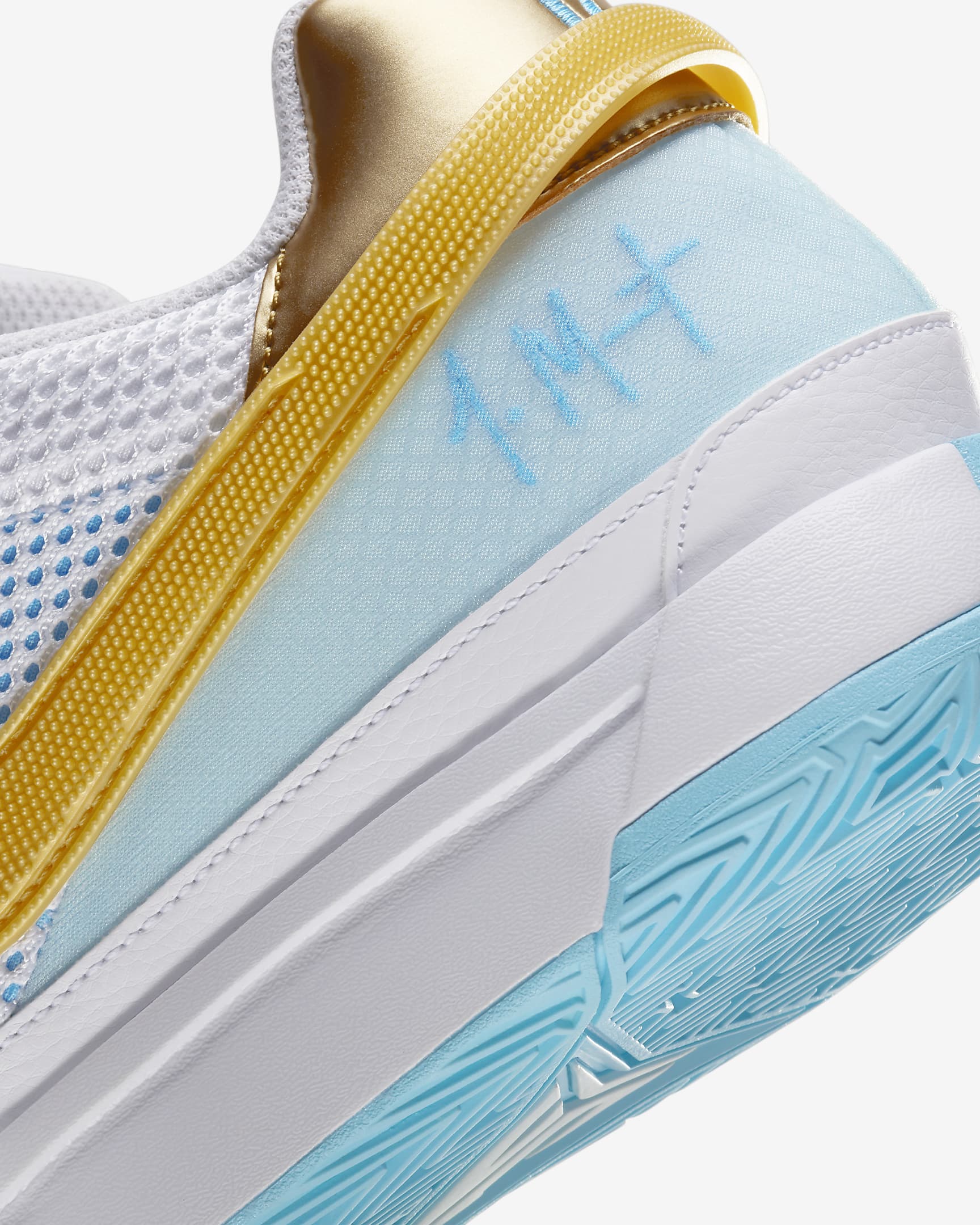 Ja 1 "Lunar New Year" Basketball Shoes - White/Aquarius Blue/Glacier Blue/Metallic Gold