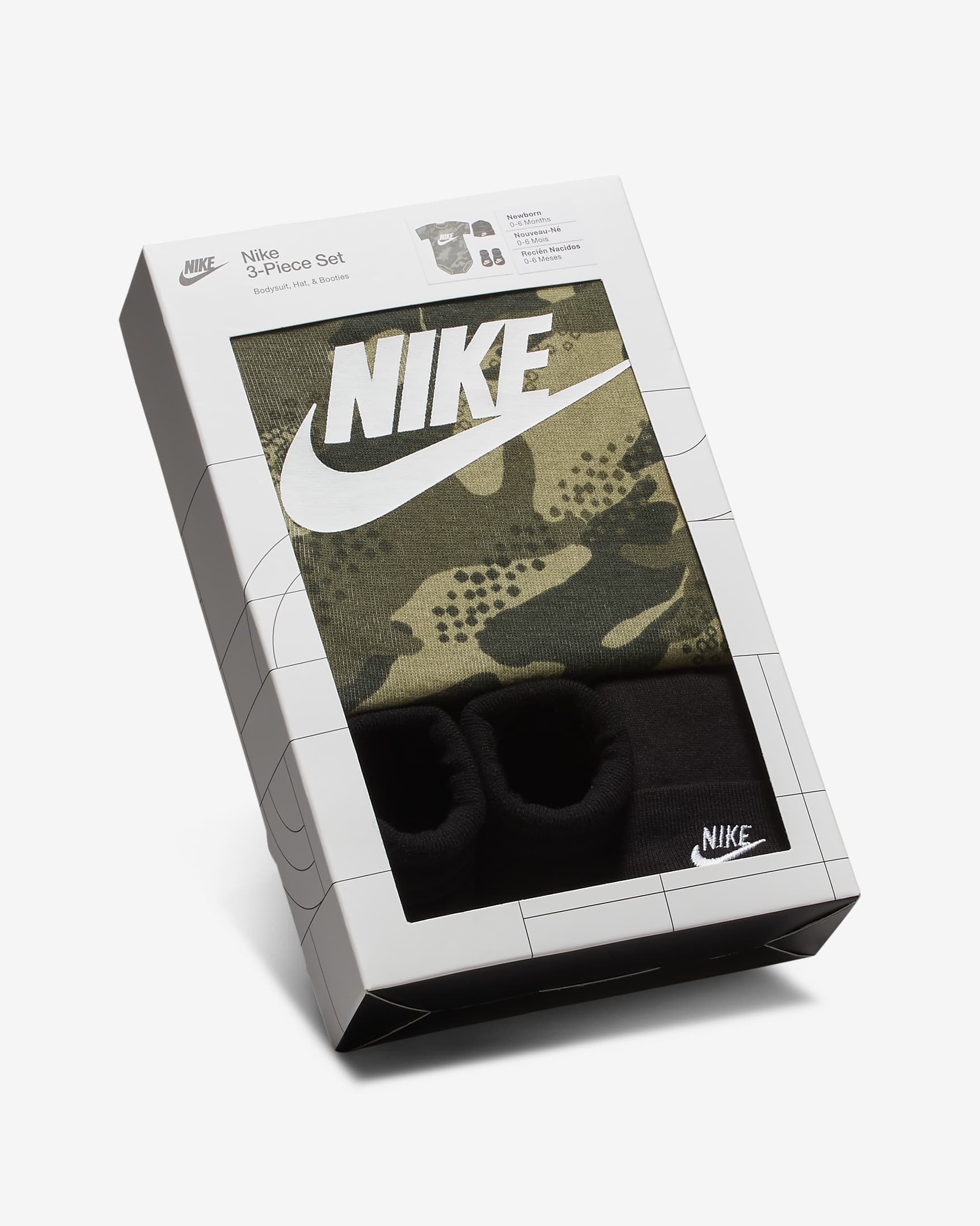 Nike Club Camo Bodysuit, Hat and Booties Set Baby 3Piece Set. Nike JP