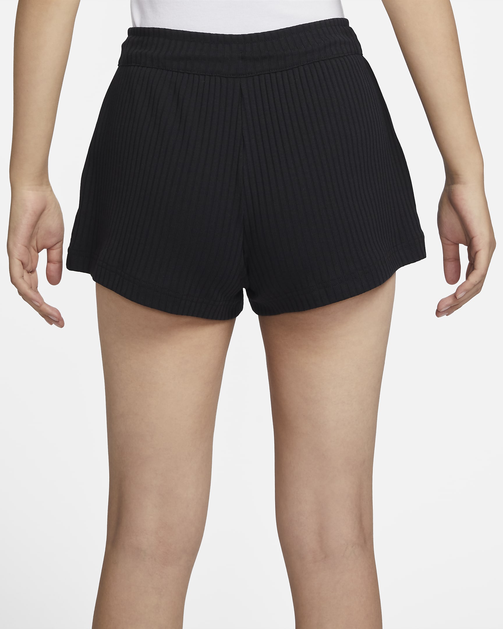 Nike Sportswear Women's High-Waisted Ribbed Jersey Shorts - Black/White