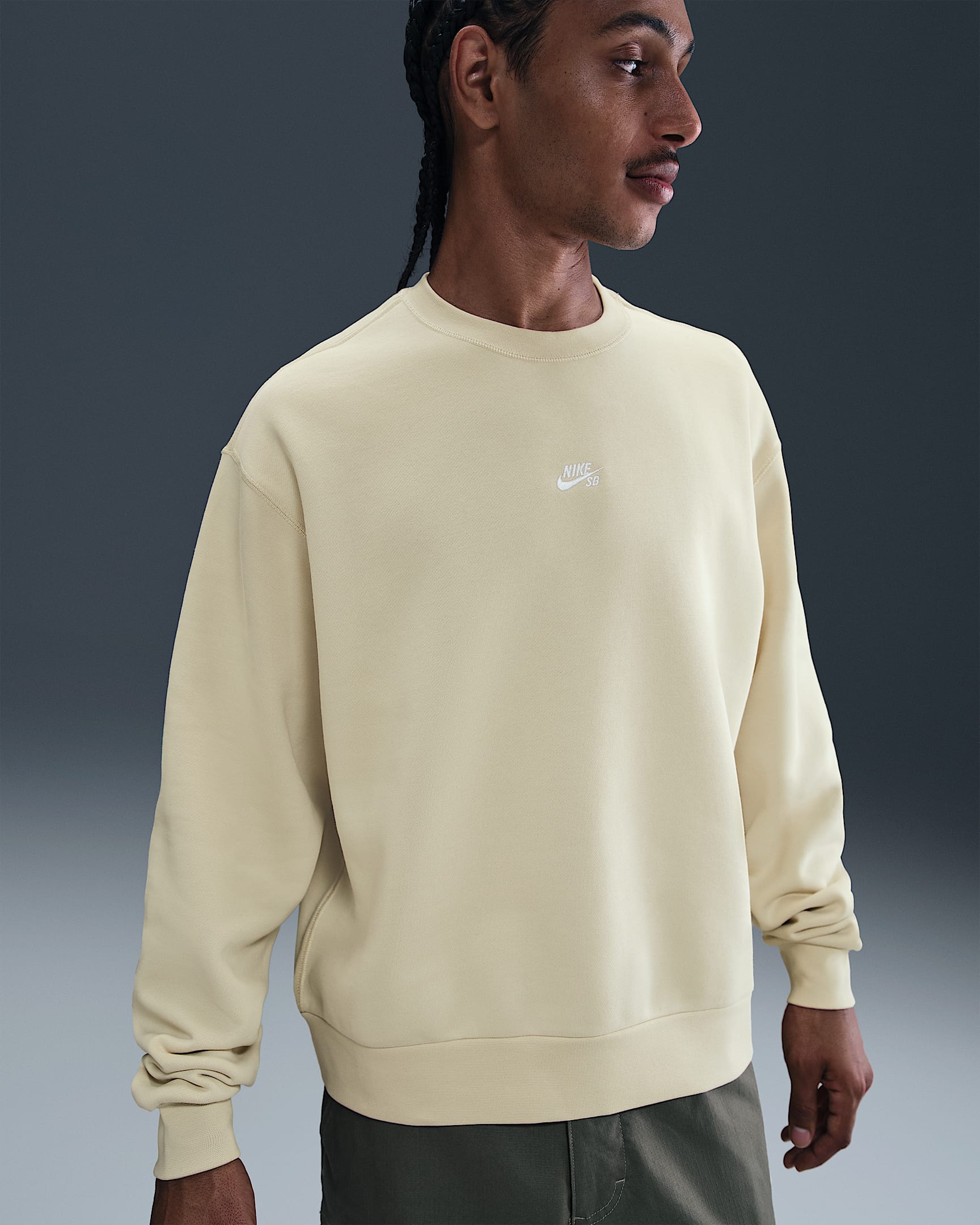 Nike SB Fleece Skate Crew - Light Khaki/White