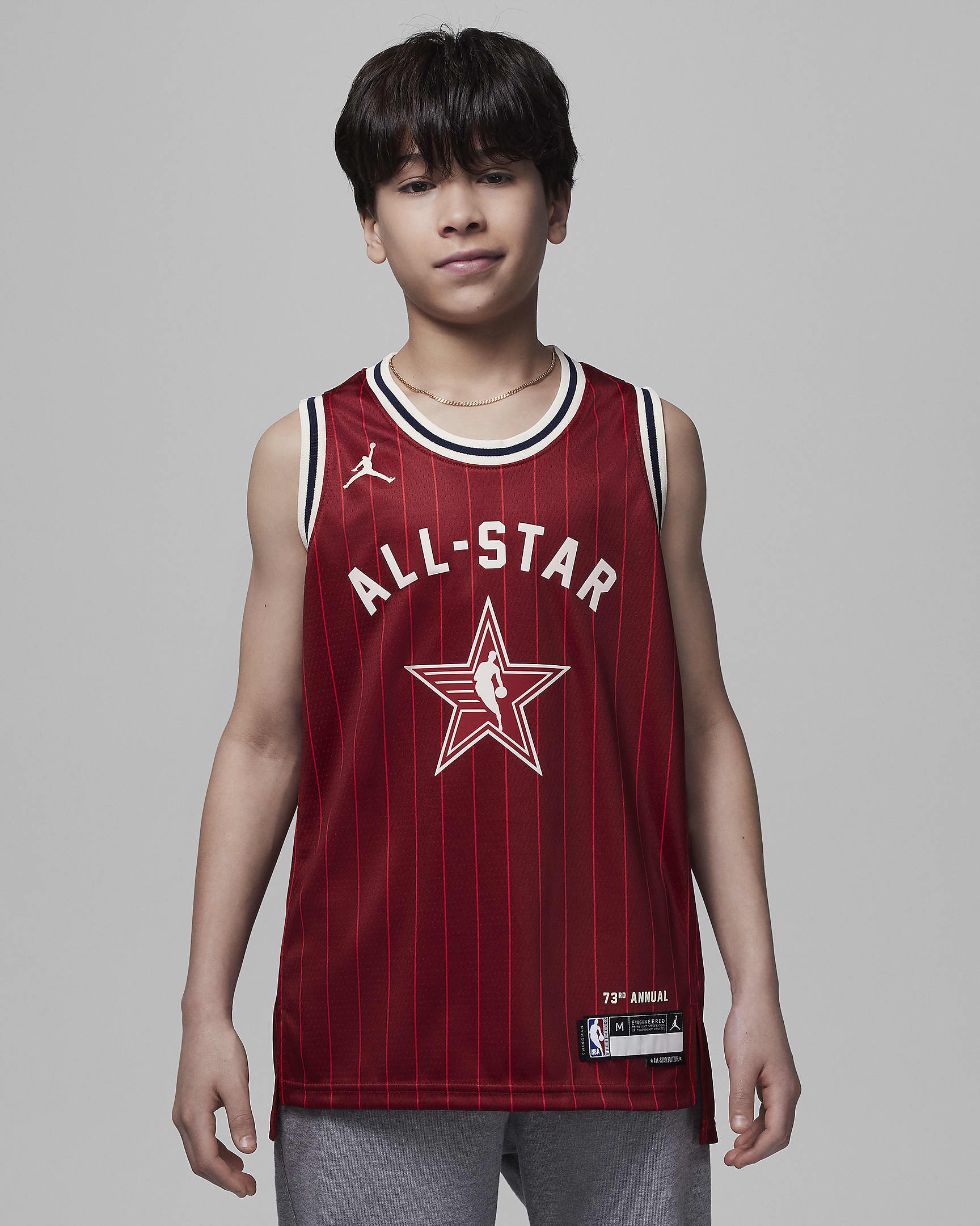 2024 All-Star Weekend Jordan Dri-FIT NBA Swingman-spillertrøje til større børn - Team Crimson