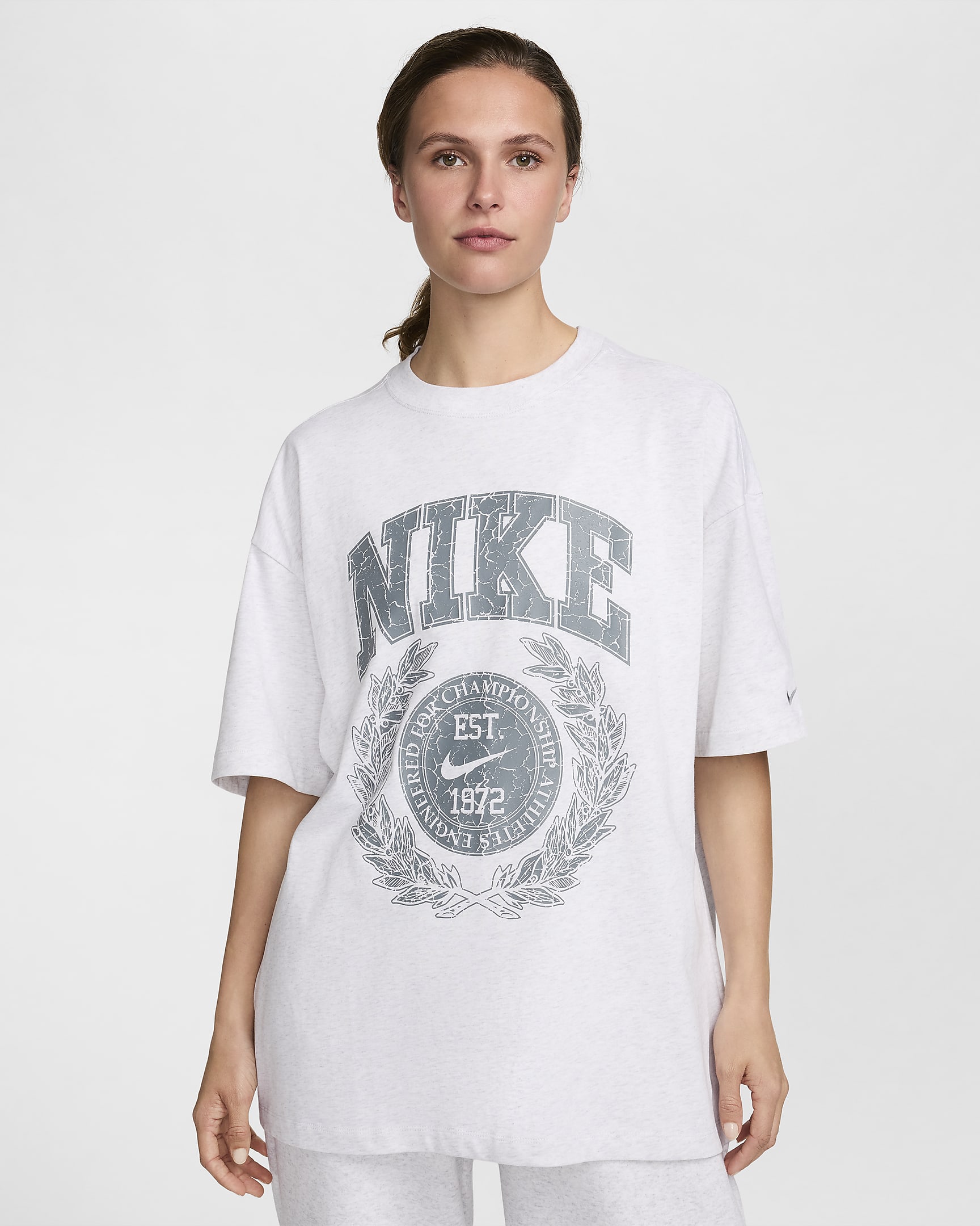 Nike Sportswear Essential Women's Oversized T-Shirt - Birch Heather/Cool Grey