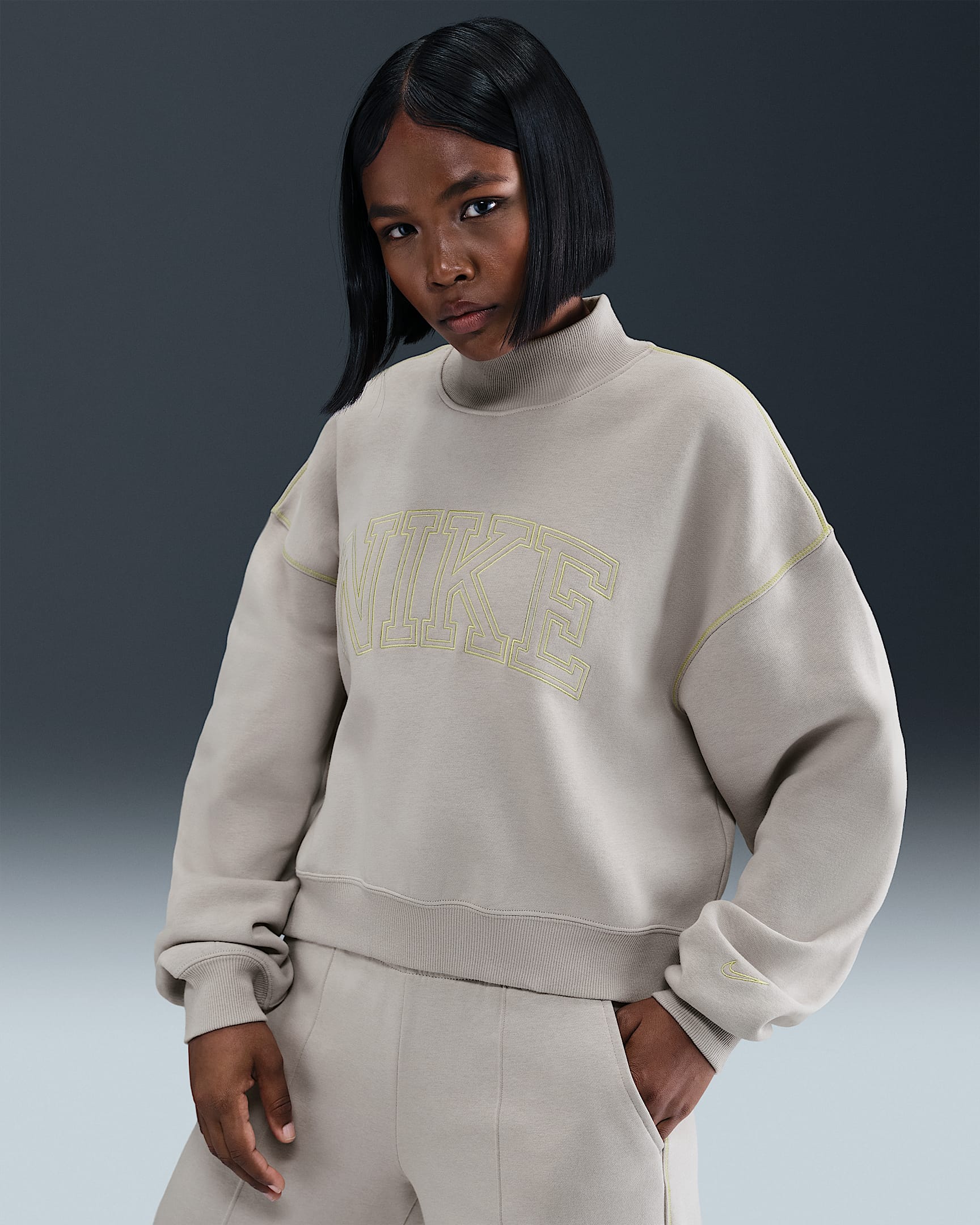 Nike Sportswear Phoenix Fleece Women's Mock-Neck Sweatshirt - College Grey