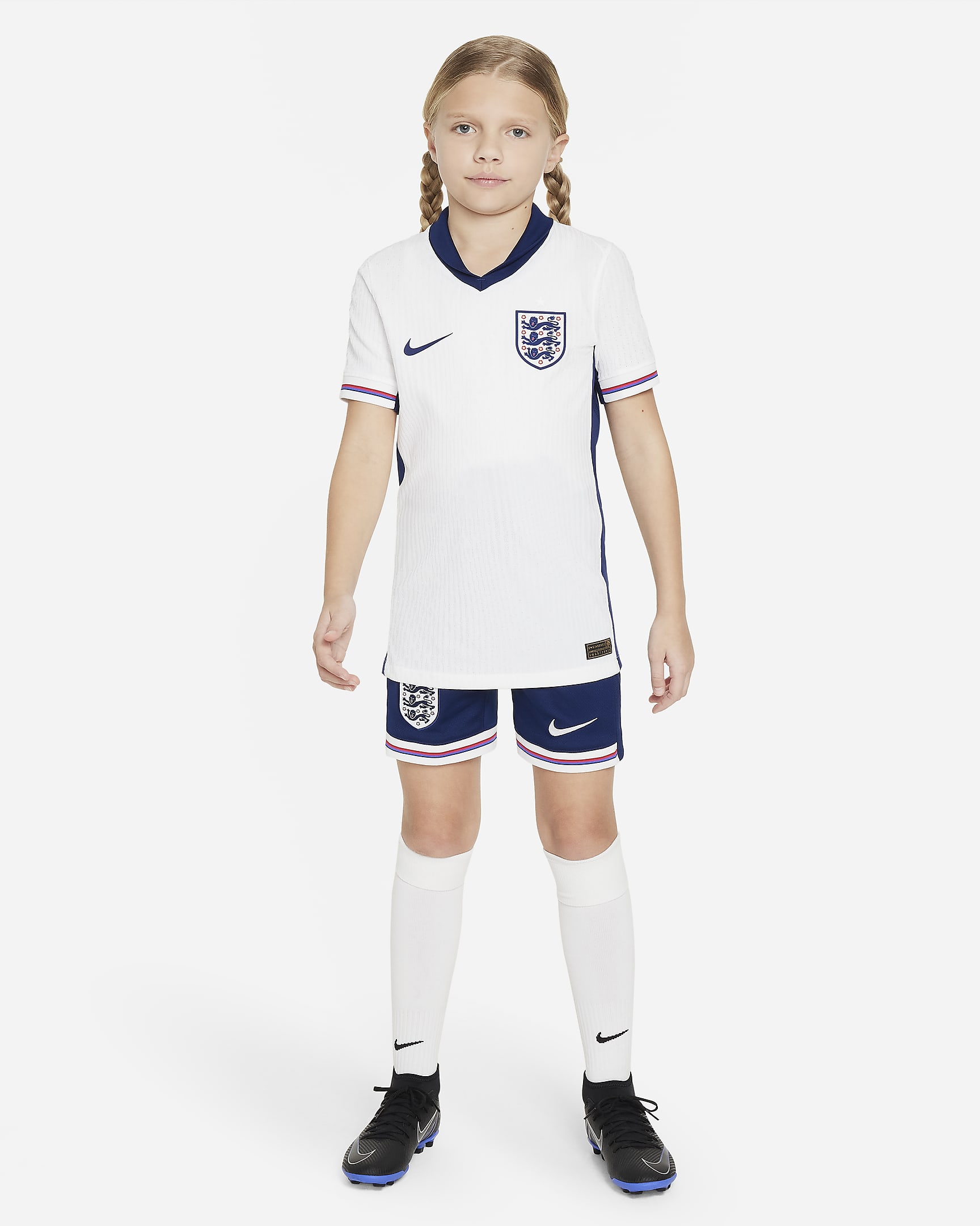 England (Men's Team) 2024/25 Match Home Older Kids' Nike Dri-FIT ADV Football Authentic Shirt - White/Blue Void