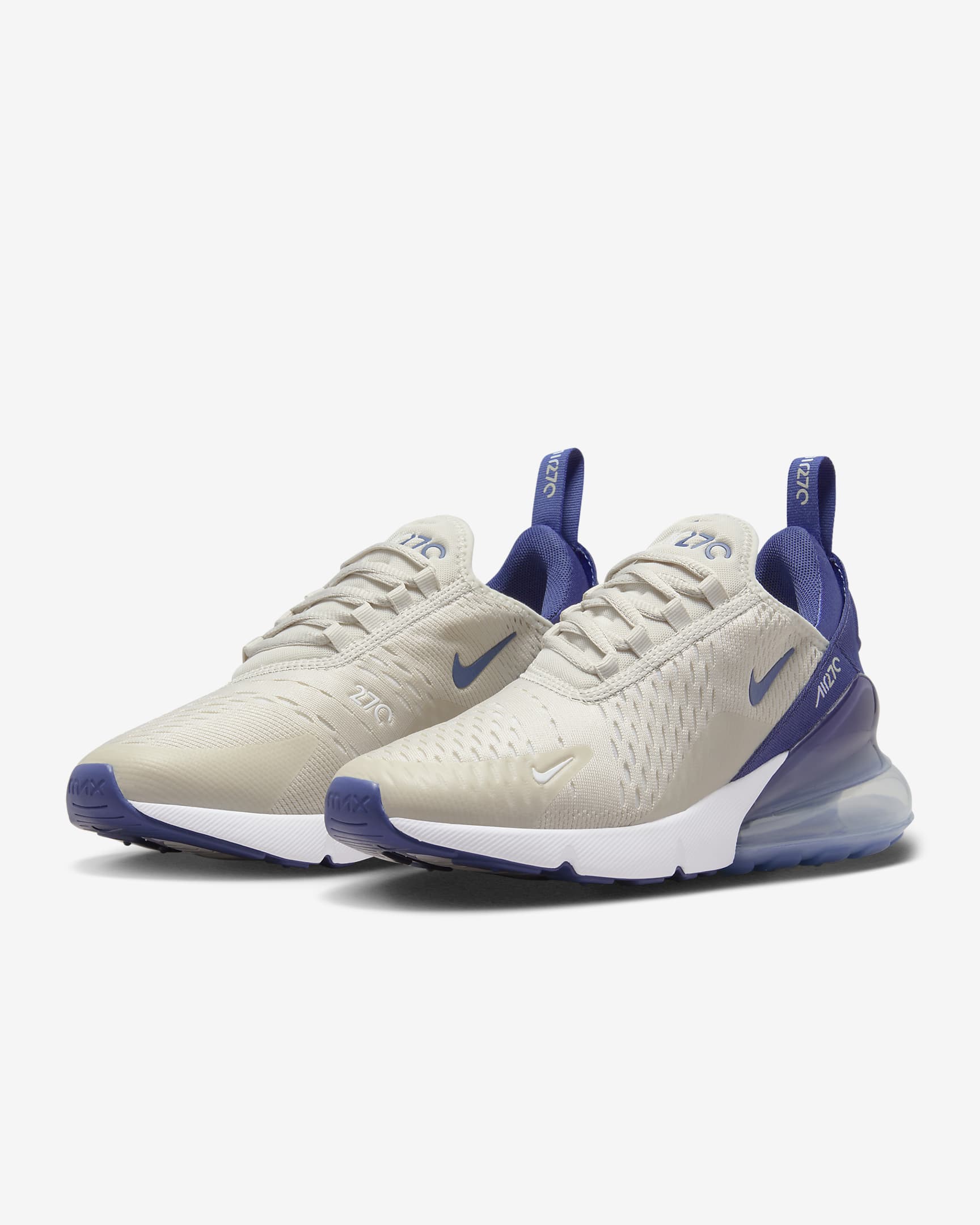 Nike Air Max 270 女鞋 - Light Bone/白色/Metallic Silver/Diffused Blue