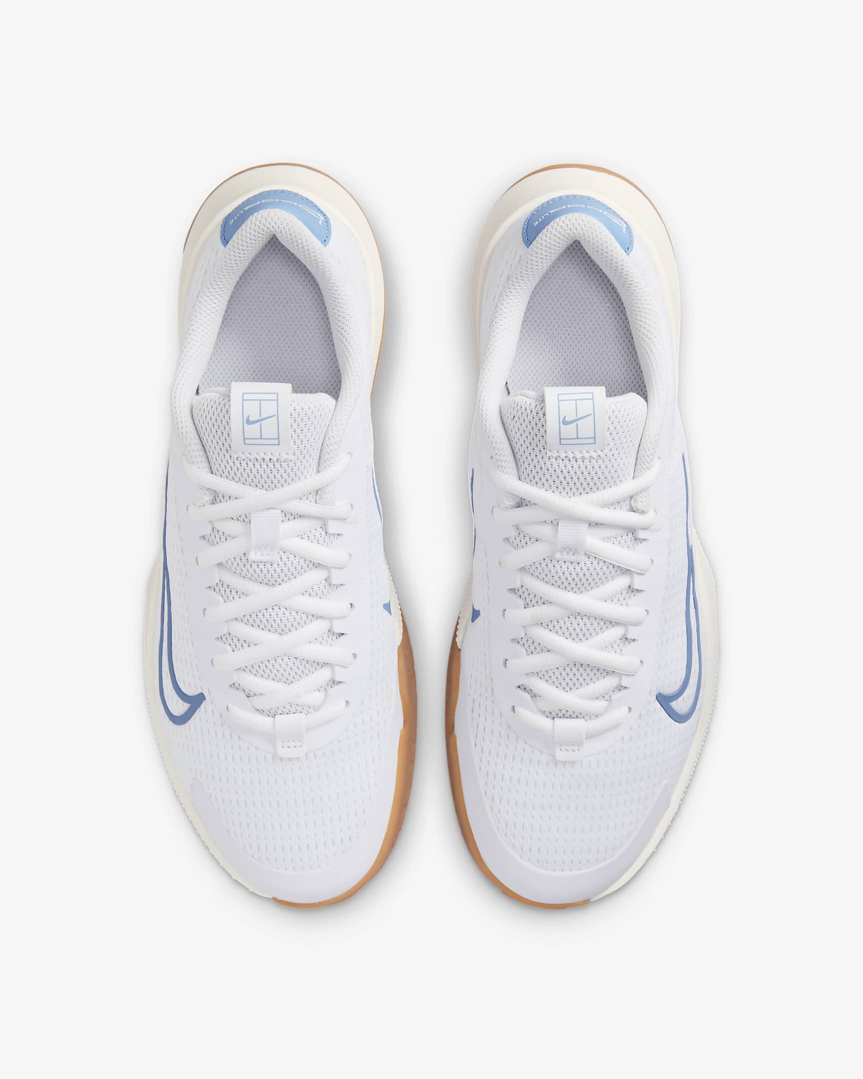 NikeCourt Vapor Lite 2 Women's Hard Court Tennis Shoes - White/Sail/Gum Light Brown/Light Blue