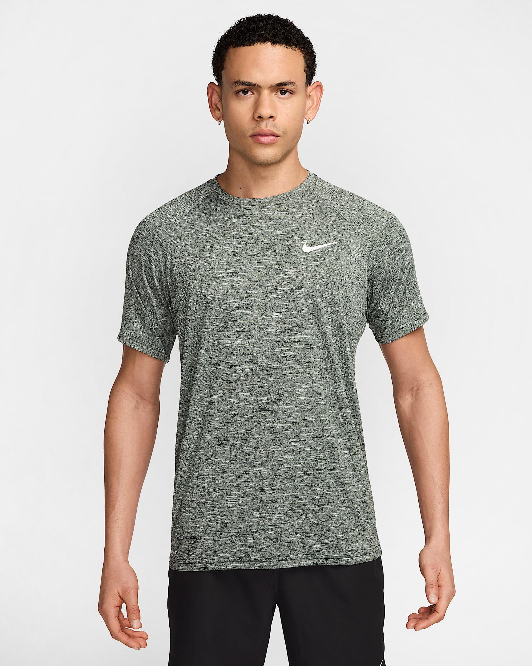 Maglia da nuoto Hydroguard mélange a manica corta Nike – Uomo - Fir/Bianco