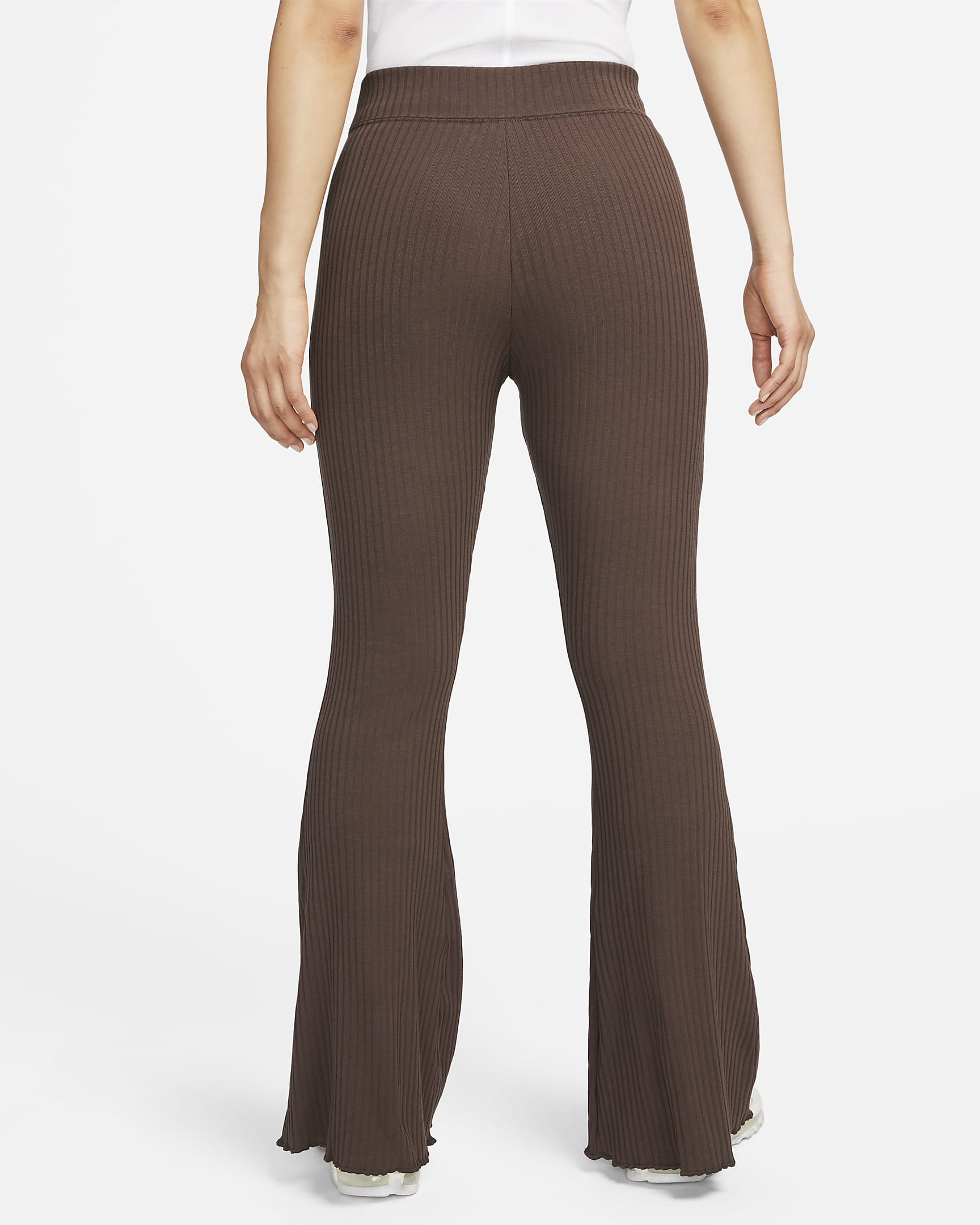 Nike Sportswear Women's High-Waisted Ribbed Jersey Trousers - Baroque Brown/Sail