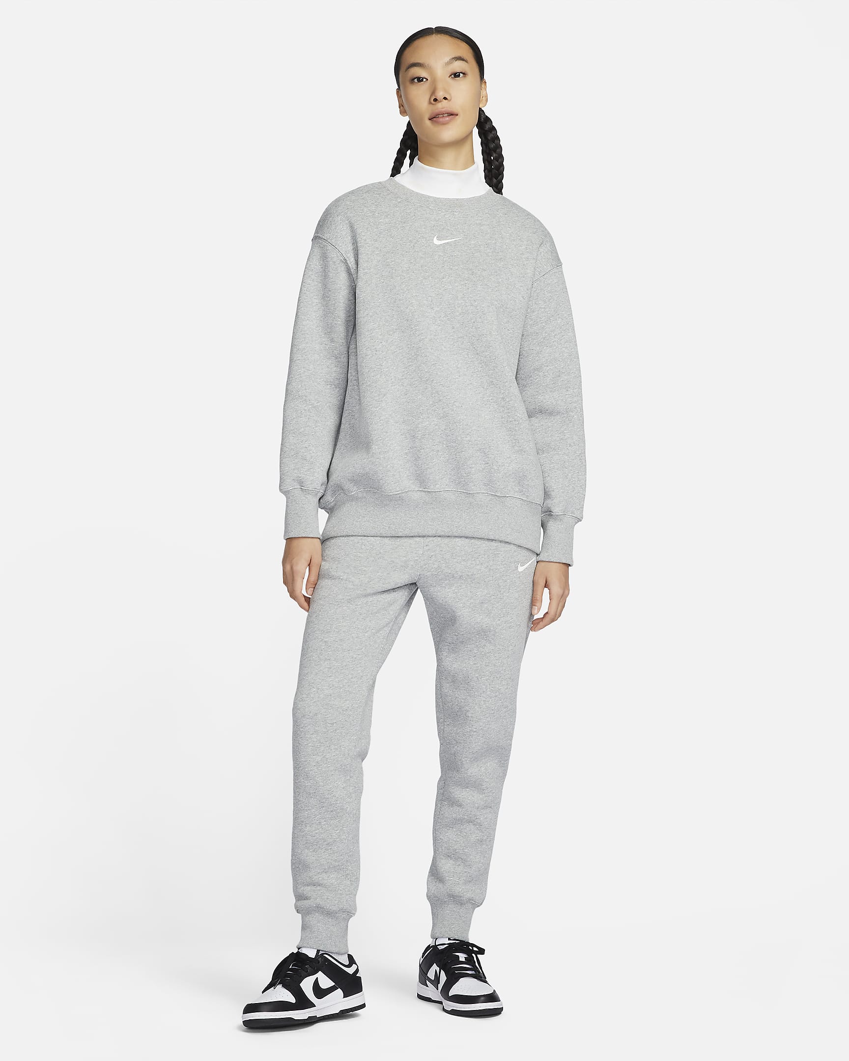 Nike Sportswear Phoenix Fleece Women's Oversized Crewneck Sweatshirt - Dark Grey Heather/Sail