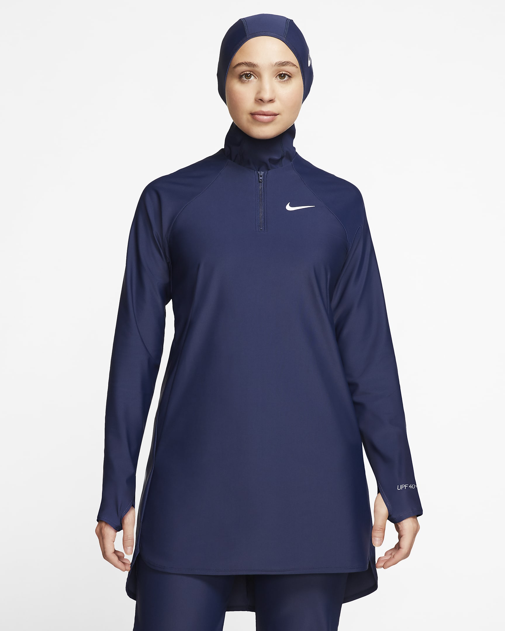 Nike Victory heldekkende badetunika til dame - Midnight Navy/Midnight Navy/Hvit