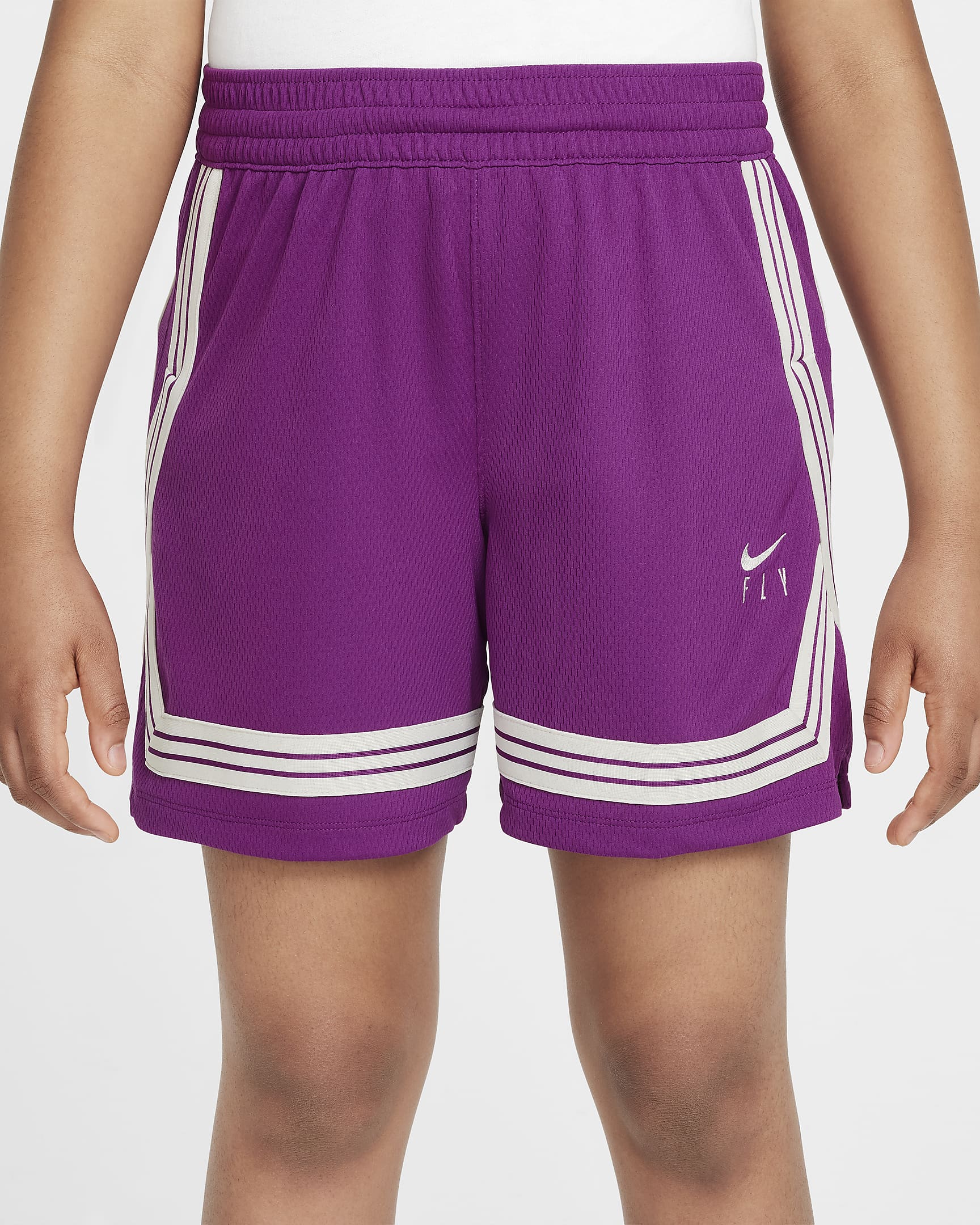 Nike Dri-FIT Fly Crossover Big Kids' (Girls') Basketball Shorts (Extended Size) - Viotech/Light Bone/Light Bone