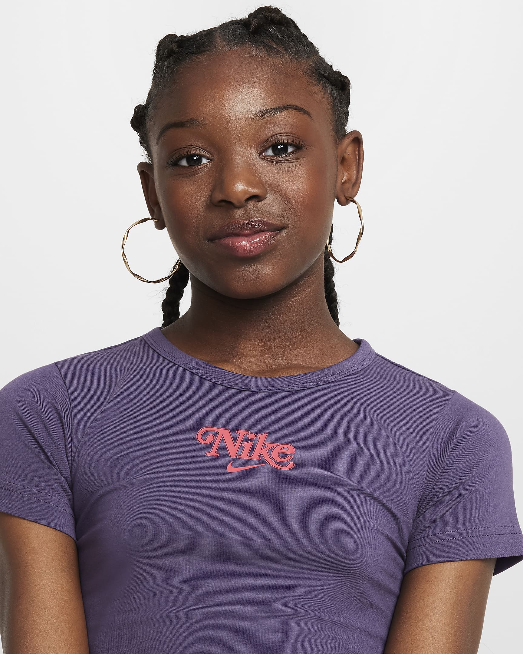 Nike Sportswear Girls' Cropped T-Shirt - Dark Raisin