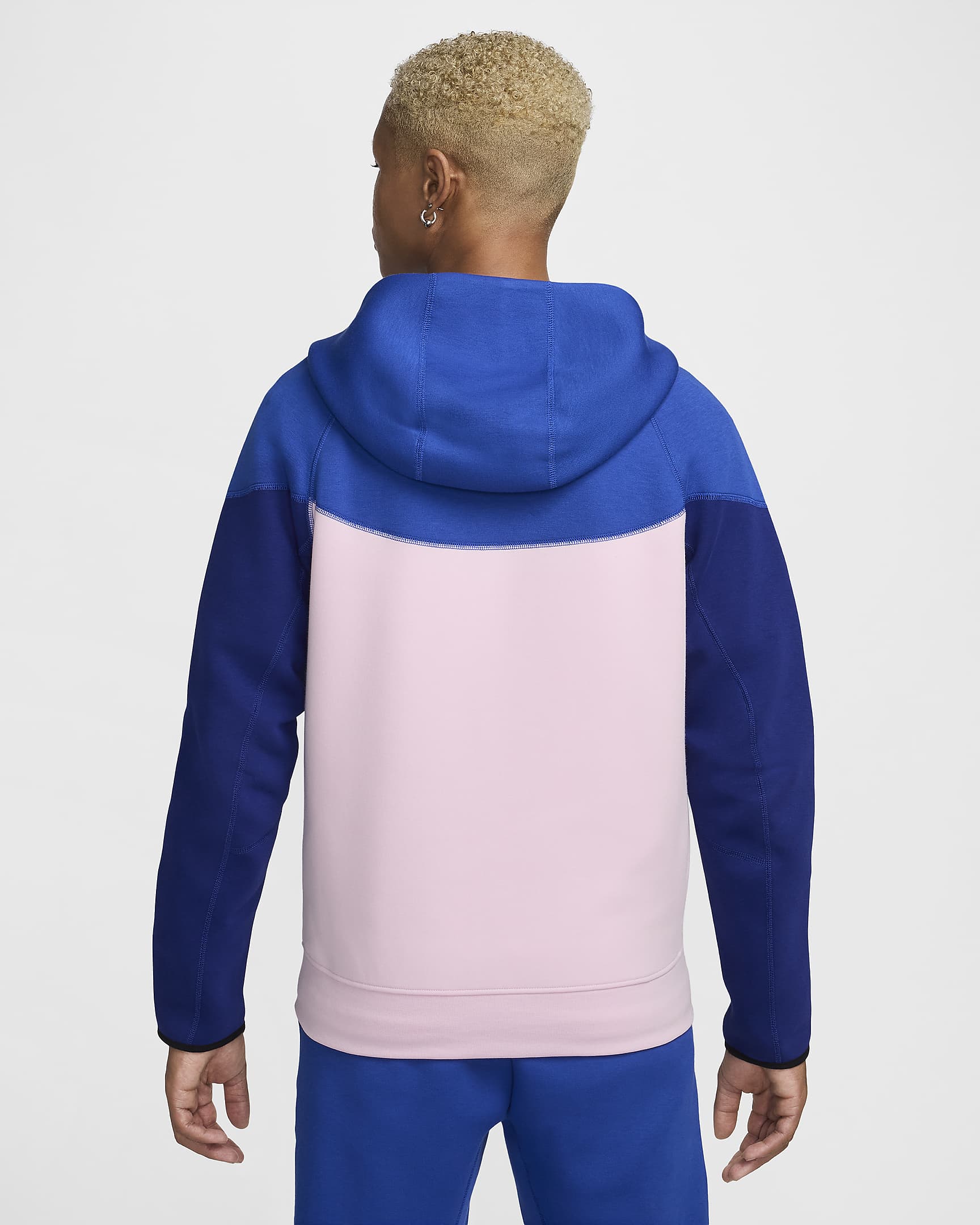 Męska bluza z kapturem i zamkiem na całej długości Nike Sportswear Tech Fleece Windrunner - Game Royal/Pink Foam/Deep Royal Blue/Hyper Pink