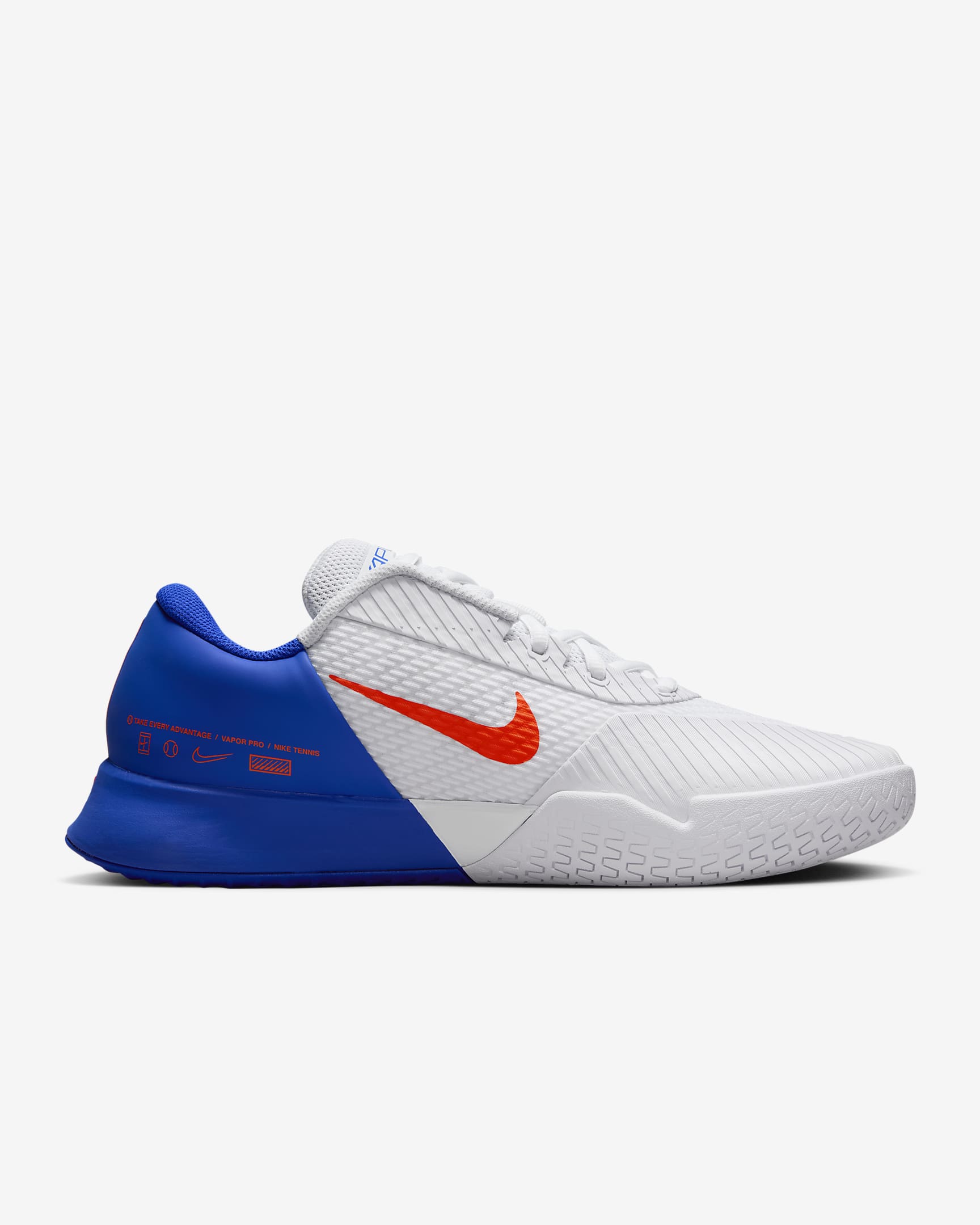 NikeCourt Air Zoom Vapor Pro 2 Men's Hard Court Tennis Shoes - White/Hyper Royal/Hyper Crimson