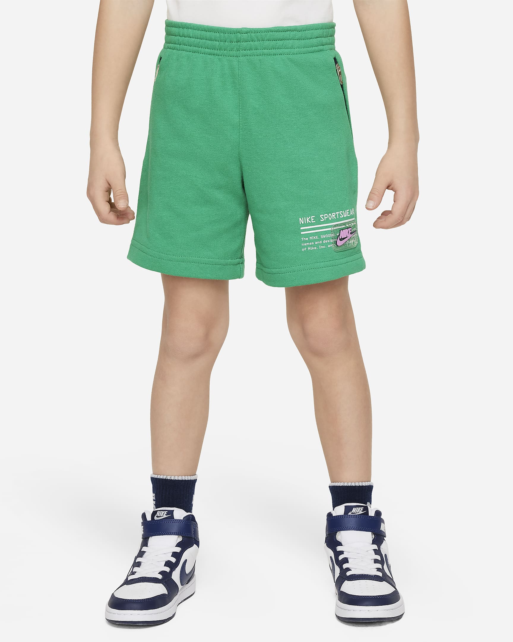 Nike Sportswear Paint Your Future Little Kids' French Terry Shorts - Stadium Green