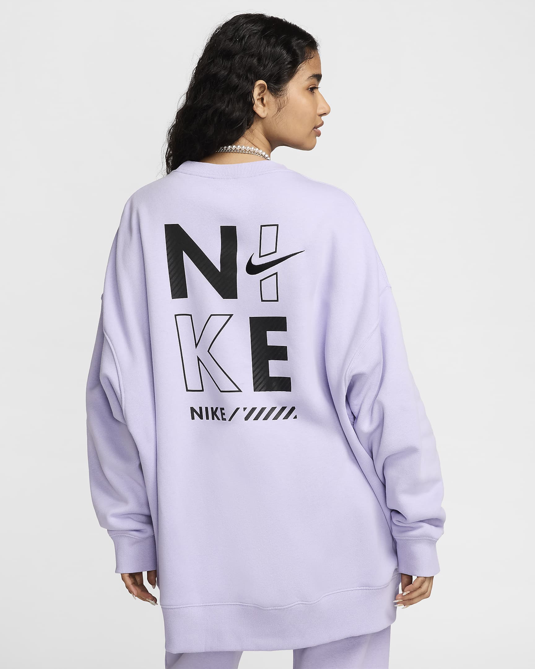 Sweatshirt de gola redonda folgada em lã cardada Nike Sportswear para mulher - Hydrangeas