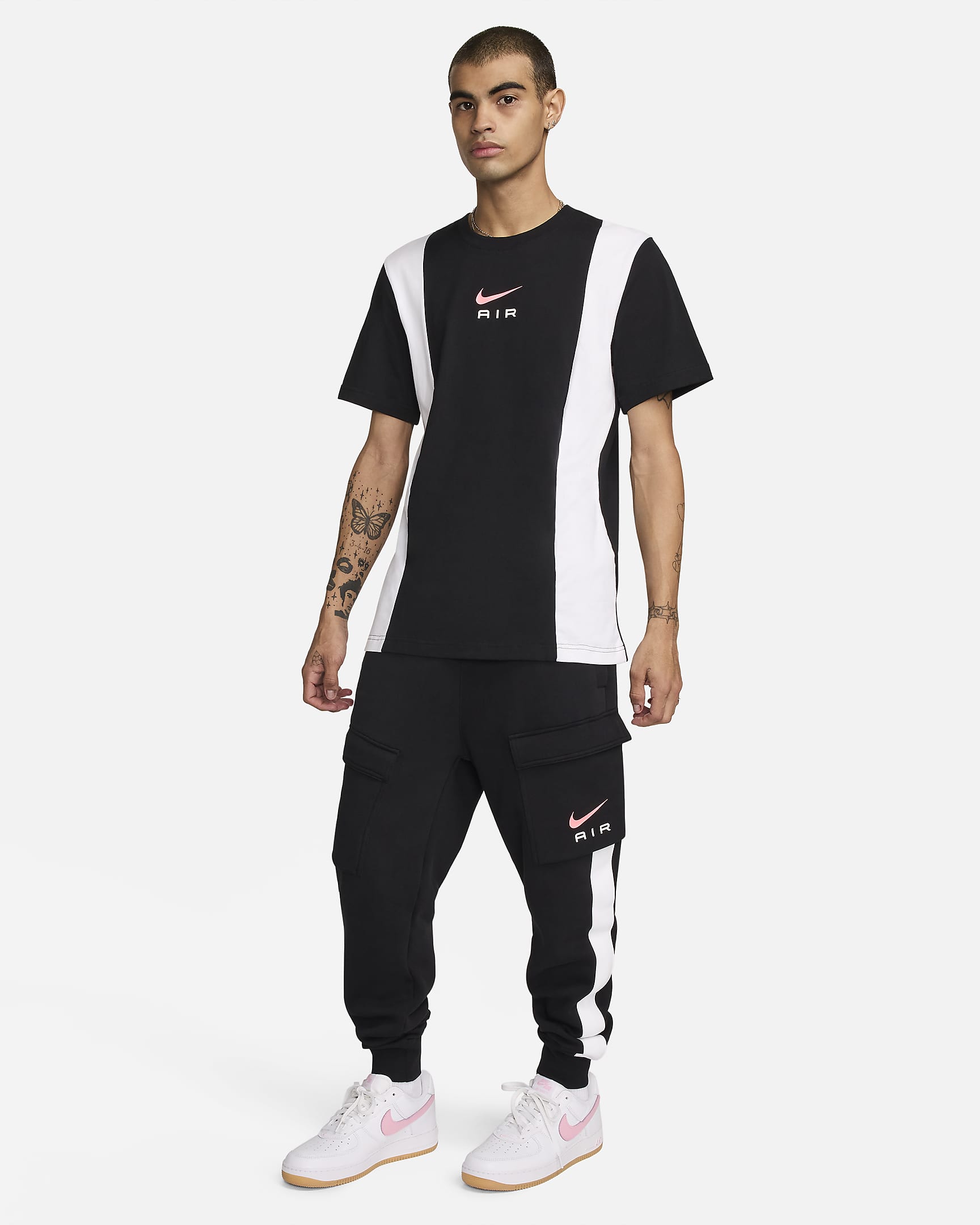 Nike Air Men's Fleece Cargo Trousers - Black/White