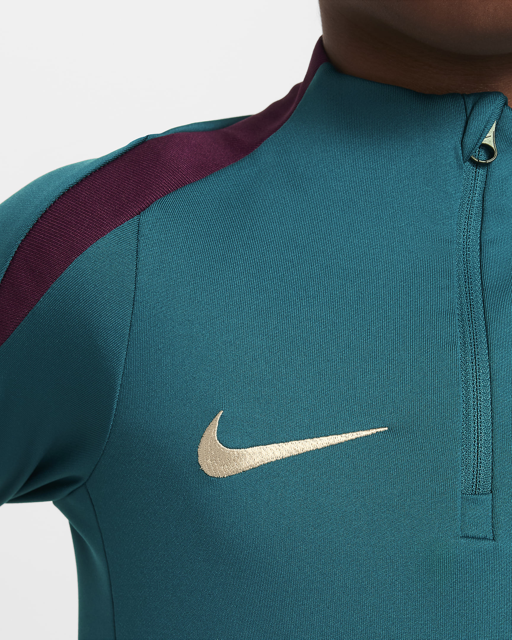 Haut d'entraînement de football Nike Dri-FIT Paris Saint-Germain Strike pour ado - Geode Teal/Geode Teal/Bordeaux/Guava Ice