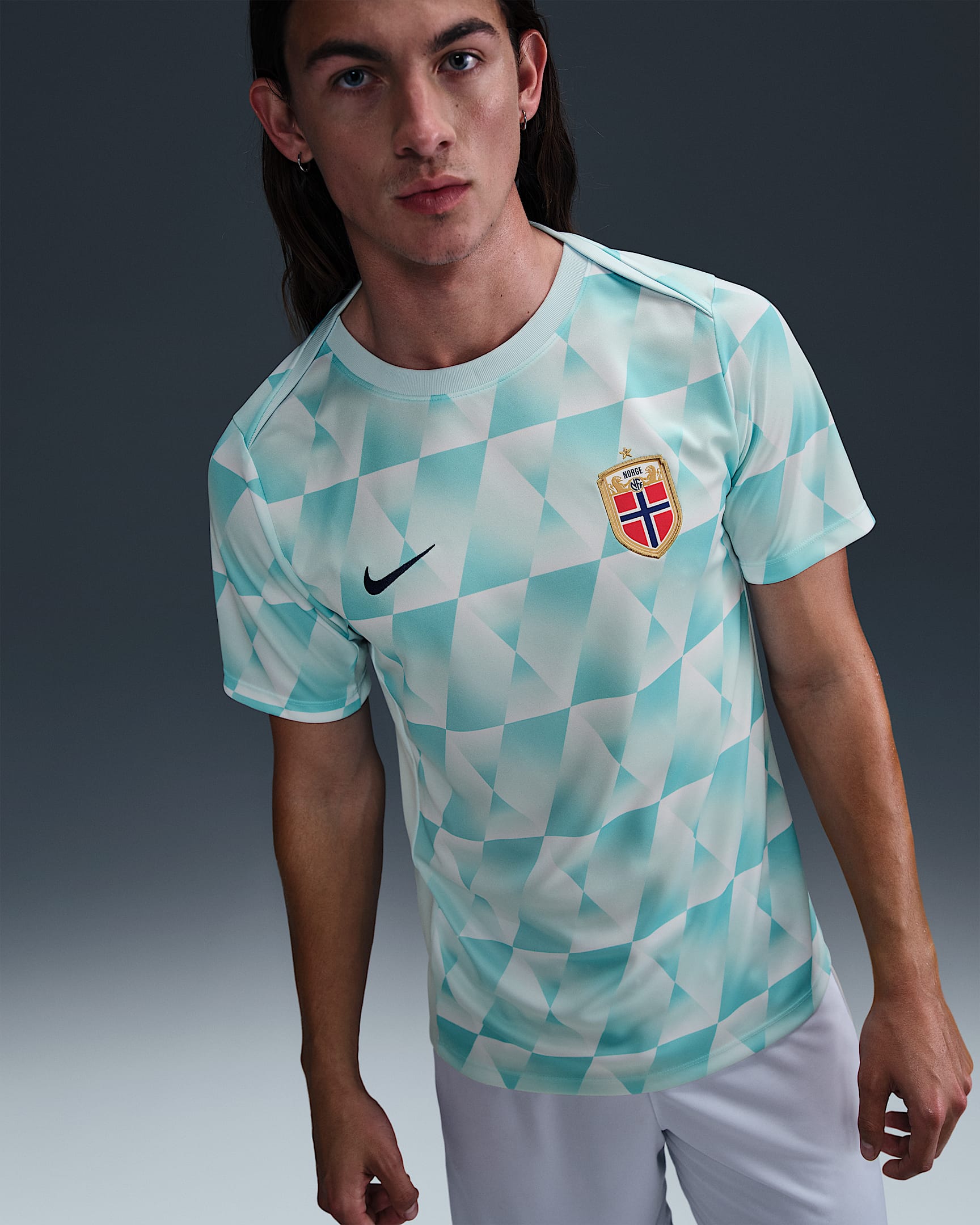 Norway Academy Pro Men's Nike Dri-FIT Football Pre-Match Short-Sleeve Top - Glacier Blue/Blue Void