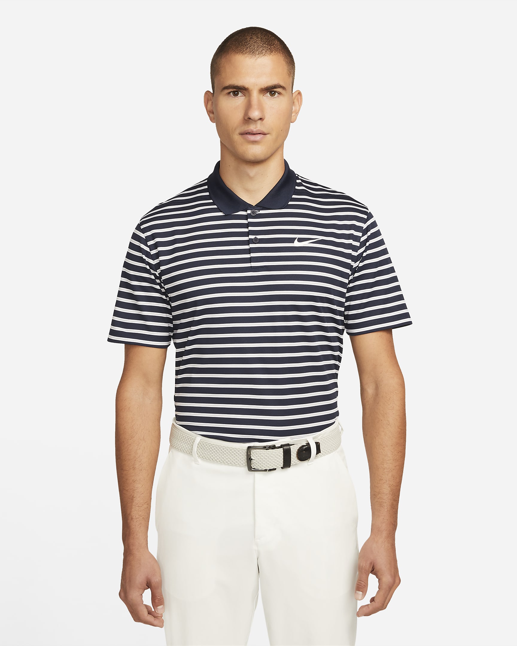 Nike Dri-FIT Victory Polo de golf a rayas - Hombre - Obsidian/Blanco