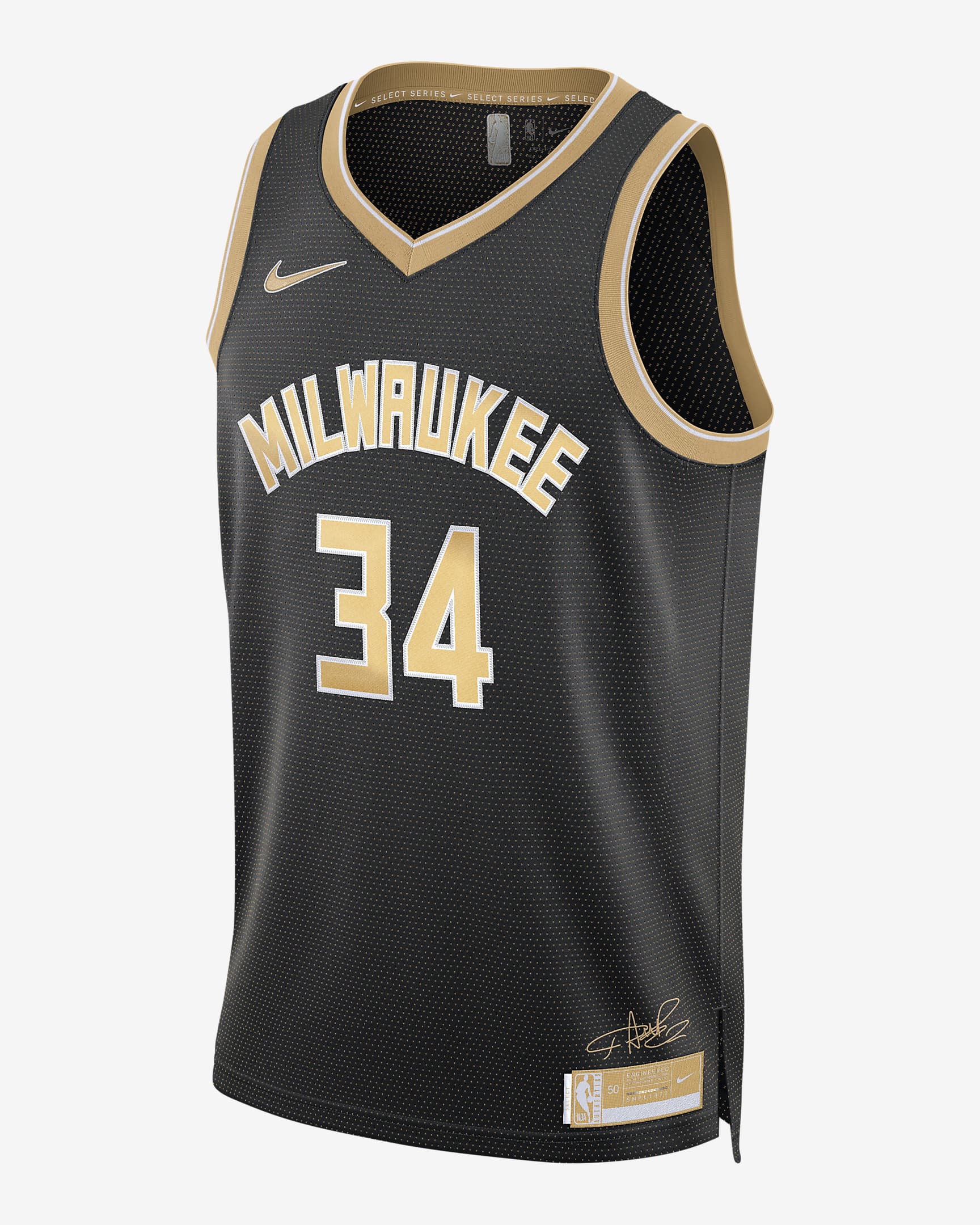 Giannis Antetokounmpo Milwaukee Bucks 2024 Select Series Nike Dri-FIT NBA Swingman Trikot für Herren - Schwarz/Club Gold