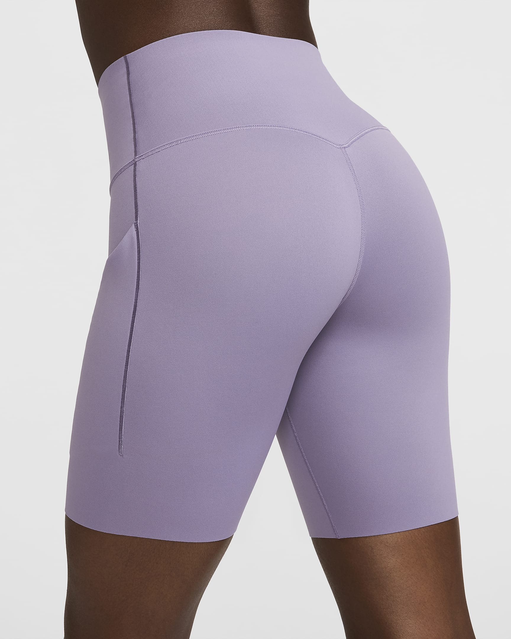 Nike Universa Pantalón corto de talle alto y sujeción media de 20 cm con bolsillos de ciclismo - Mujer - Daybreak/Negro