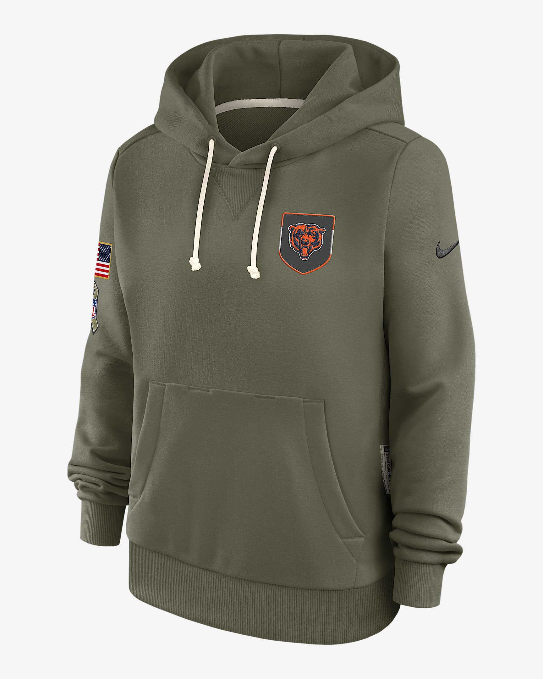 Chicago Bears Salute to Service Sideline Women's Nike Dri-FIT NFL Pullover Hoodie - Olive