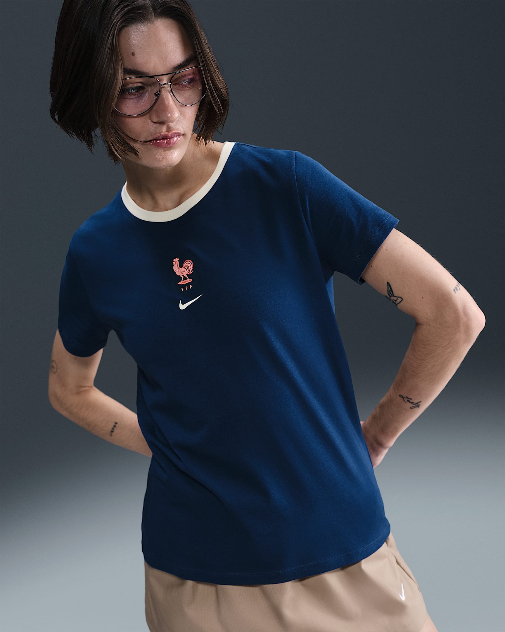 FFF Women's Nike Football T-Shirt - Blue Void