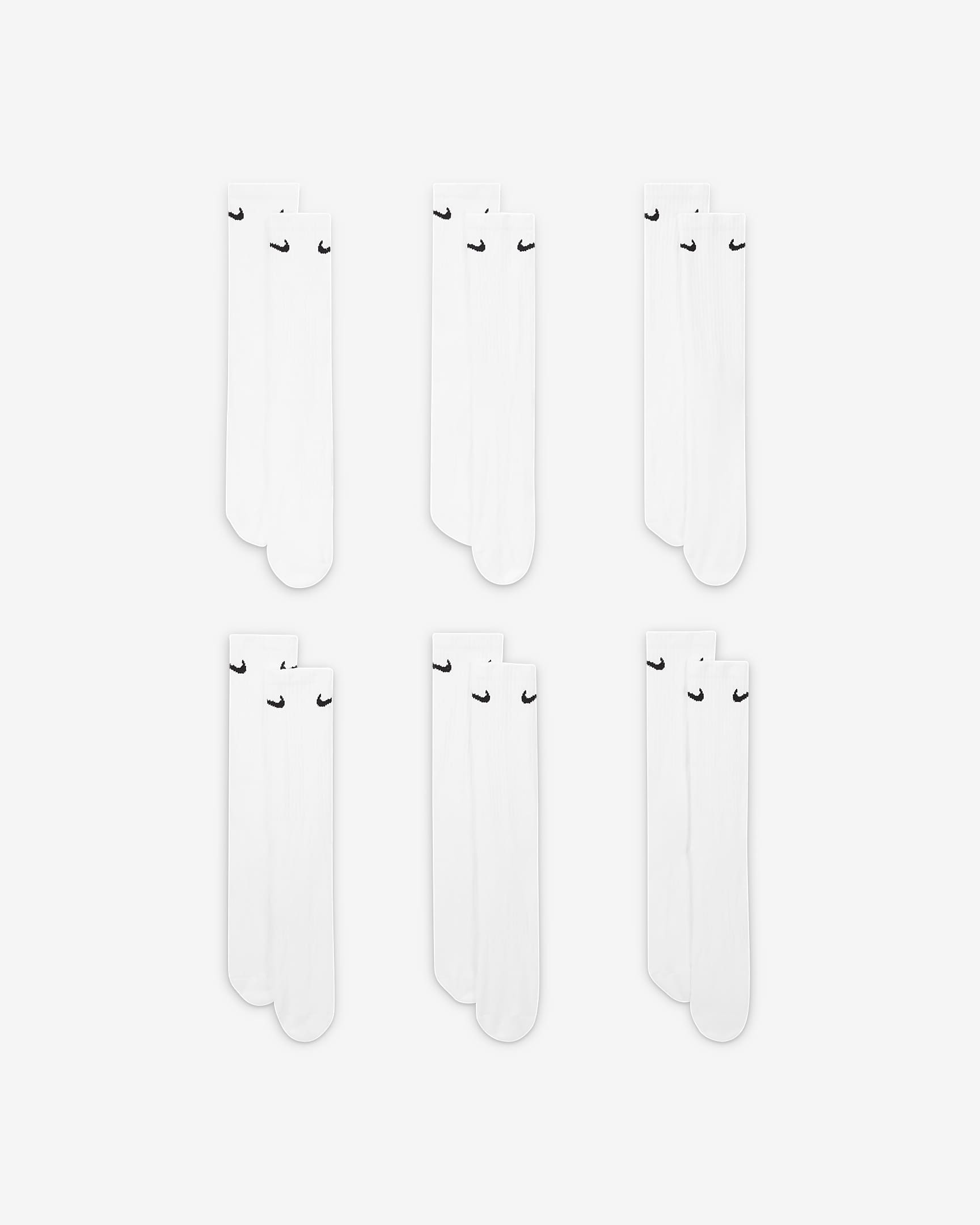 Nike Everyday Cushioned Training Crew Socks (6 Pairs) - White/Black