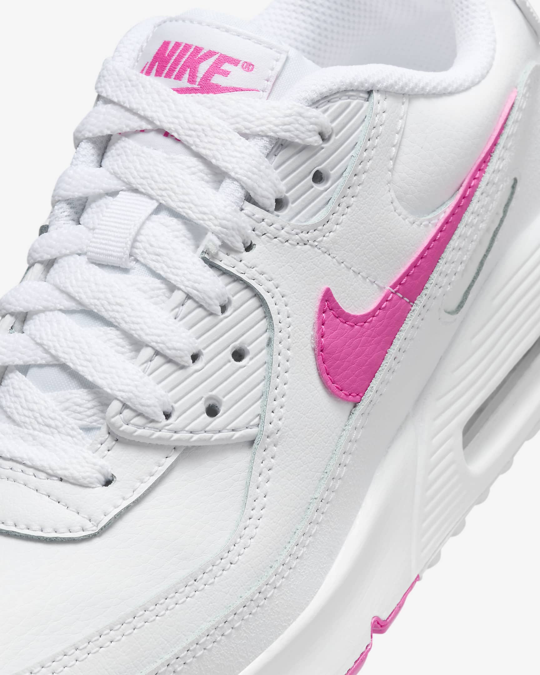 Nike Air Max 90 Older Kids' Shoe - White/Laser Fuchsia