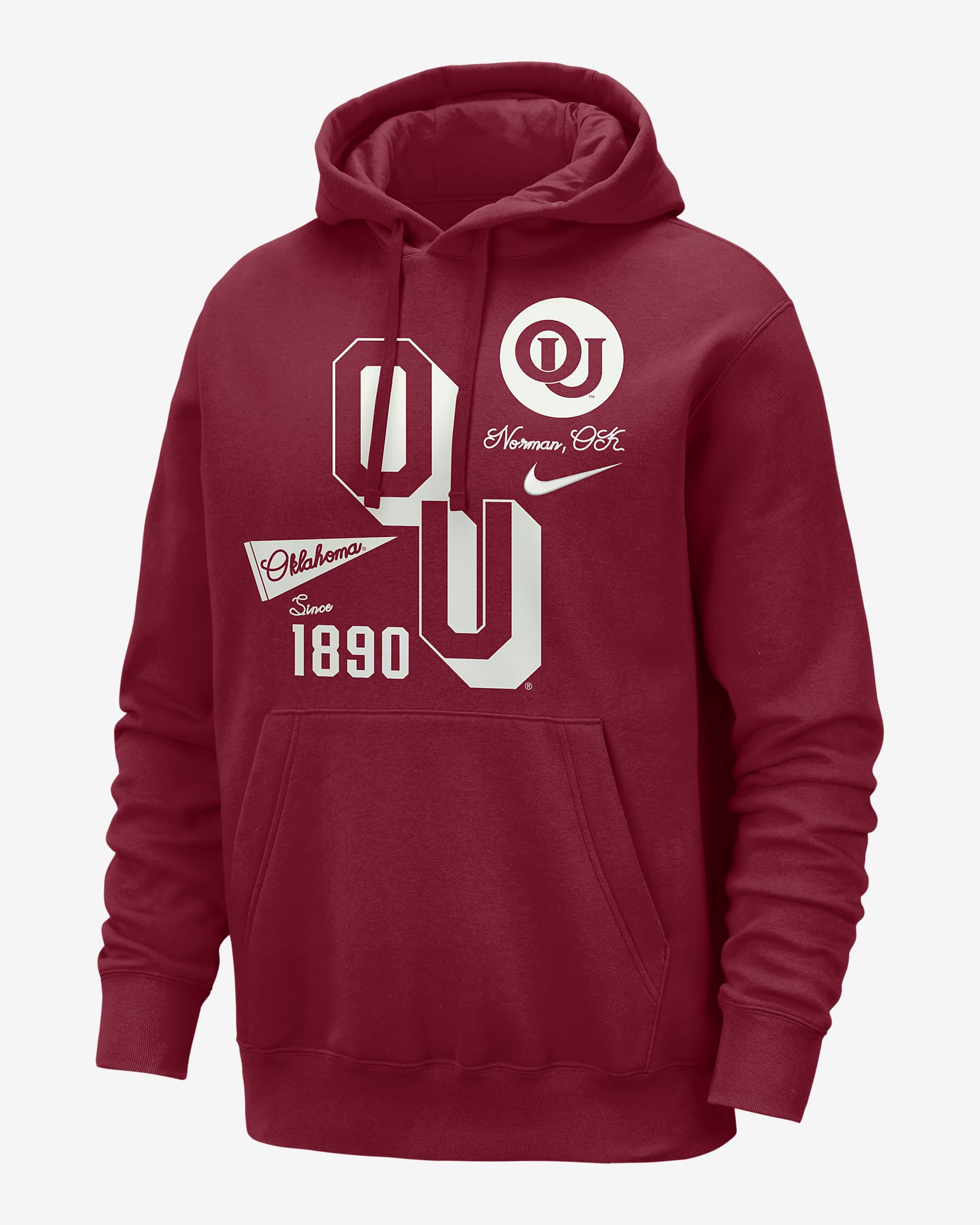 Oklahoma Club Men's Nike College Hoodie - Team Crimson/Summit White