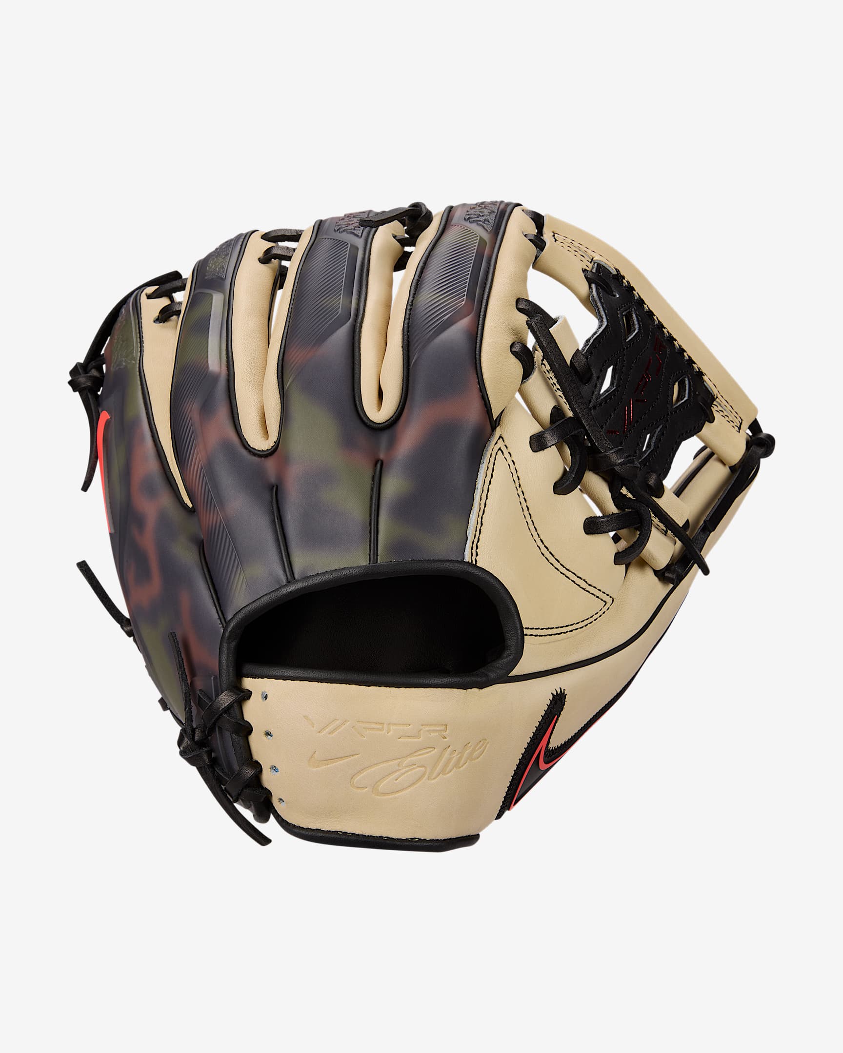 Nike Vapor Elite Baseball Infield Snake Eyes Web Fielding Glove - Right Hand Throw - Light Cream/Black