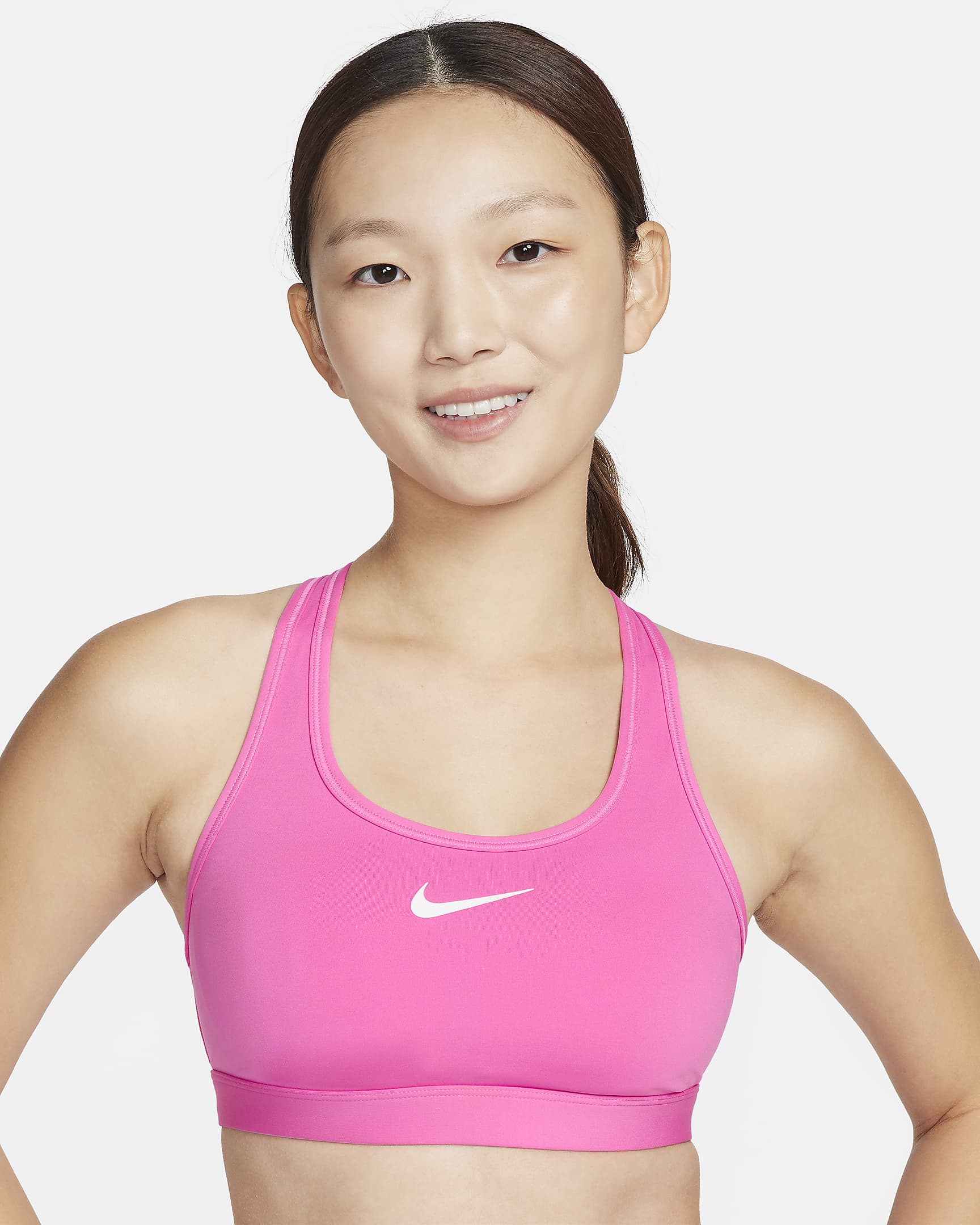 Nike Swoosh Medium Support Women's Padded Sports Bra - Playful Pink/White