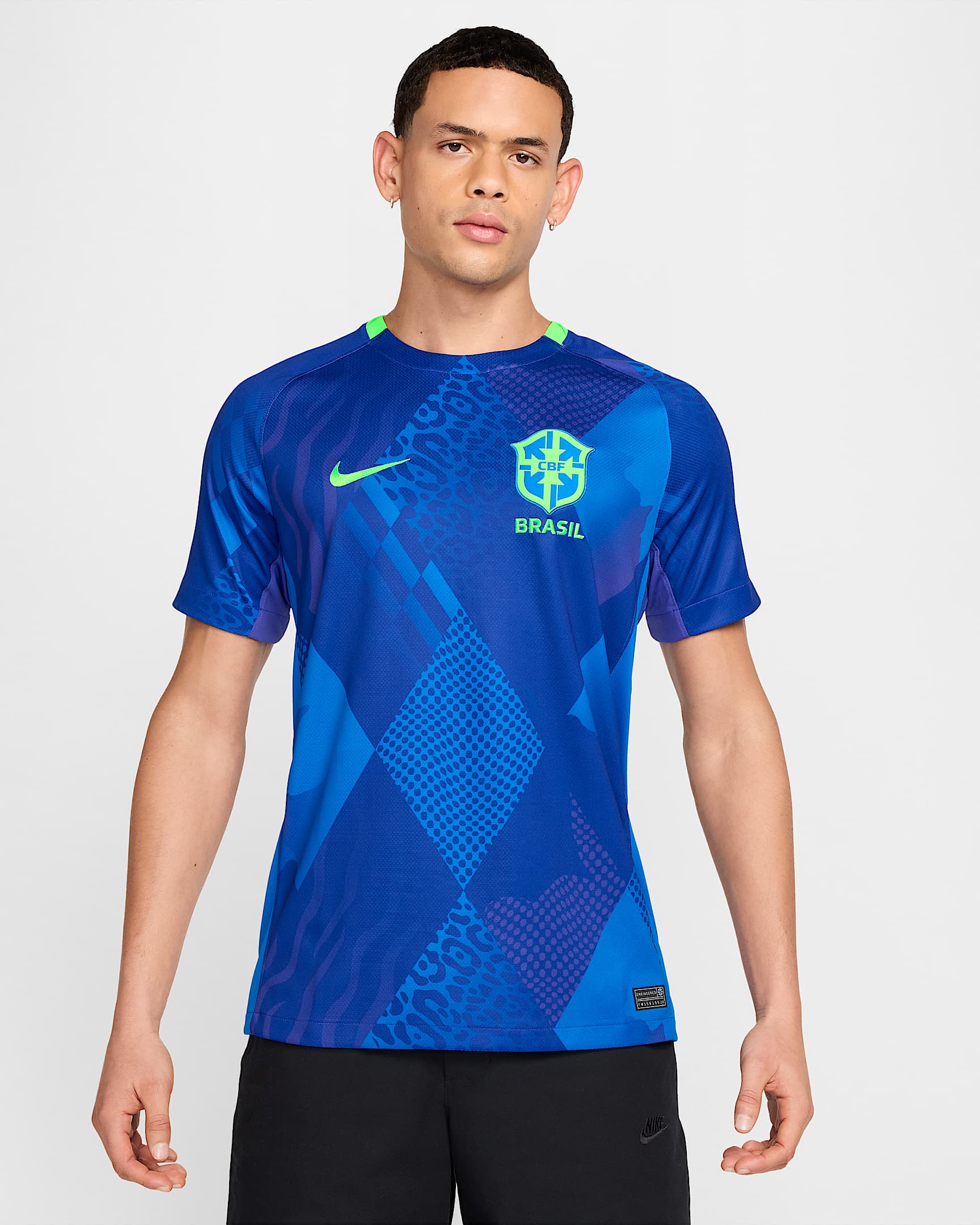 Męska koszulka piłkarska Nike Dri-FIT Brazylia Stadium 2025 (drużyna kobiet) (wersja wyjazdowa) – replika - Soar/Electric Green/Electric Green