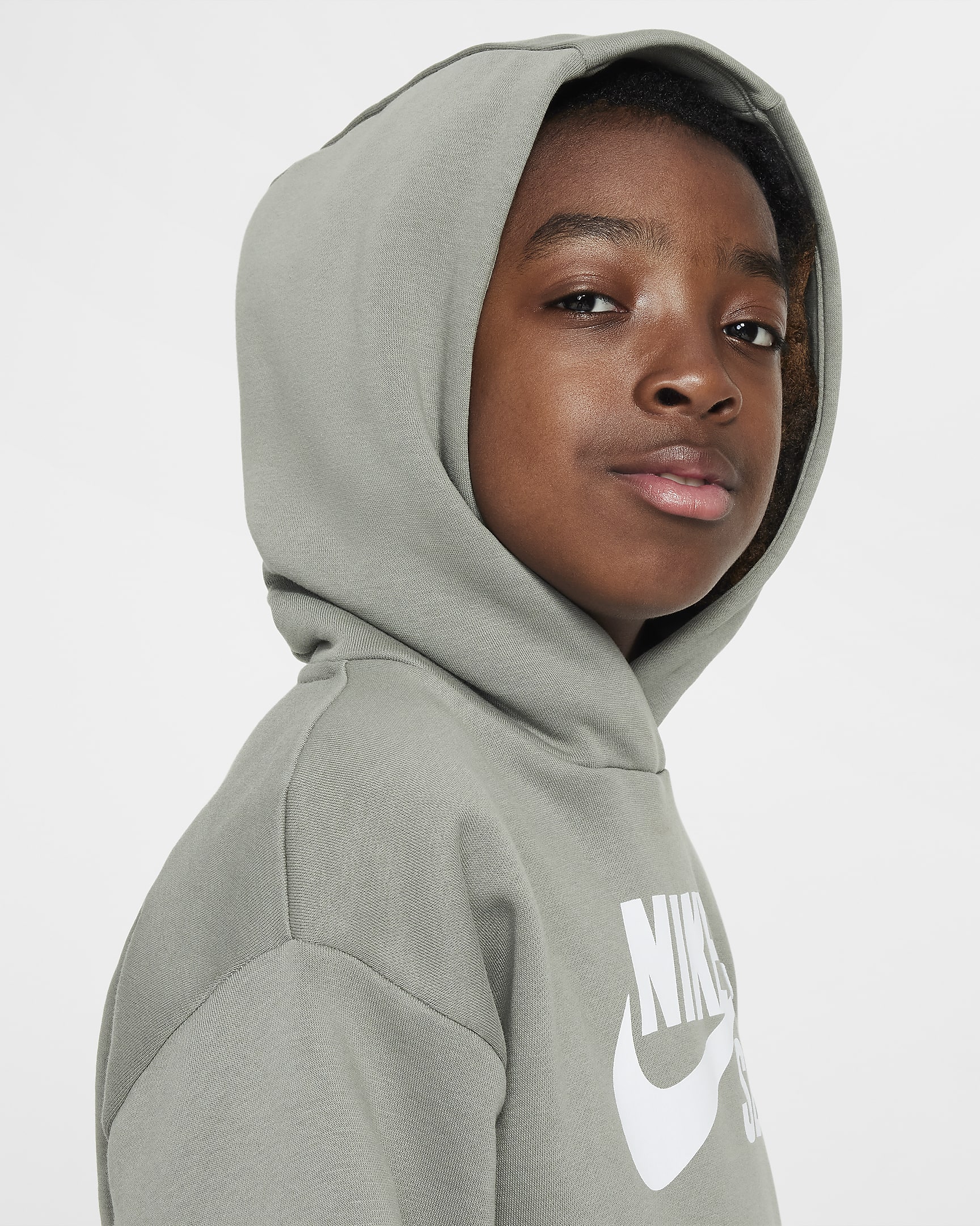 Nike SB Icon Fleece EasyOn Oversize-Hoodie für ältere Kinder - Dark Stucco/Weiß