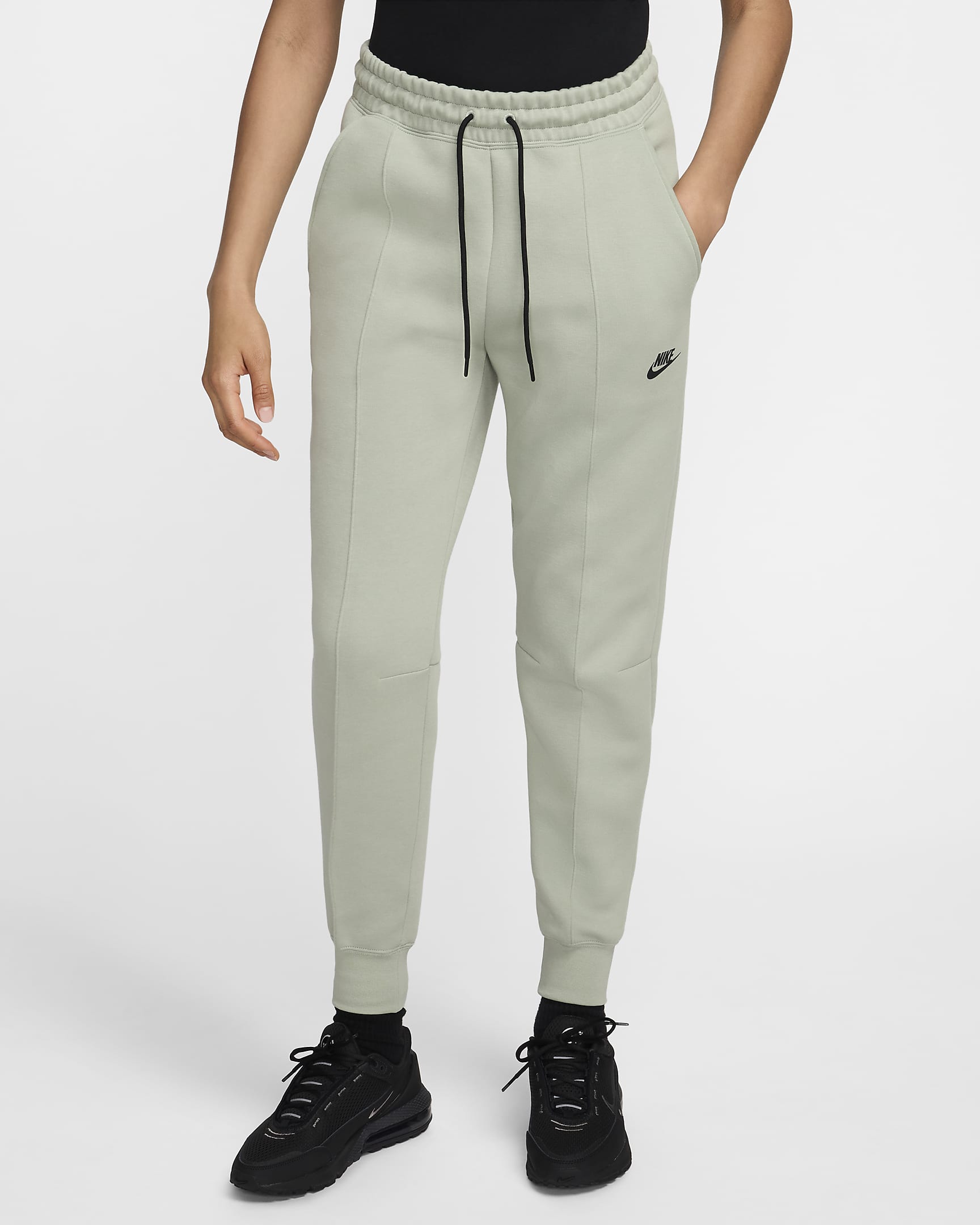 Pantalon de jogging taille mi-haute Nike Sportswear Tech Fleece pour femme - Jade Horizon/Noir