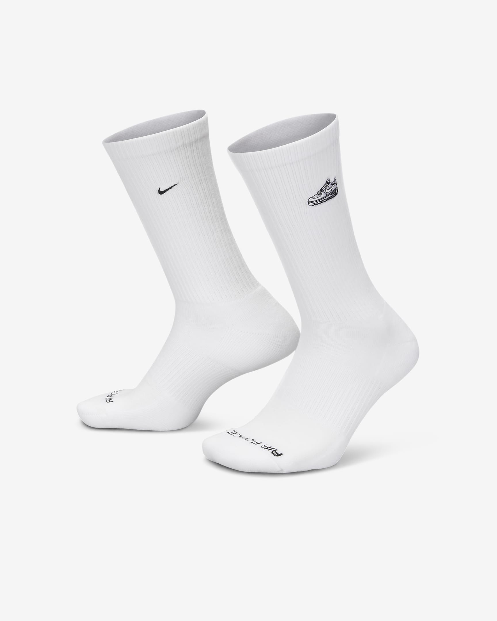 Nike Everyday Plus gepolsterte Crew-Socken (1 Paar) - Weiß/Schwarz